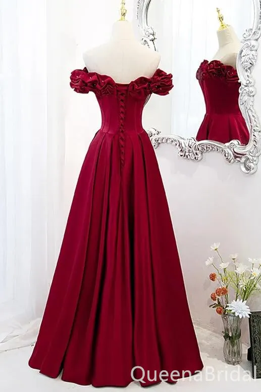 A-line Lace Up Back Evening Gown Maxi Long Formal Dresses Prom Dresses with Ruffles ,WGP973