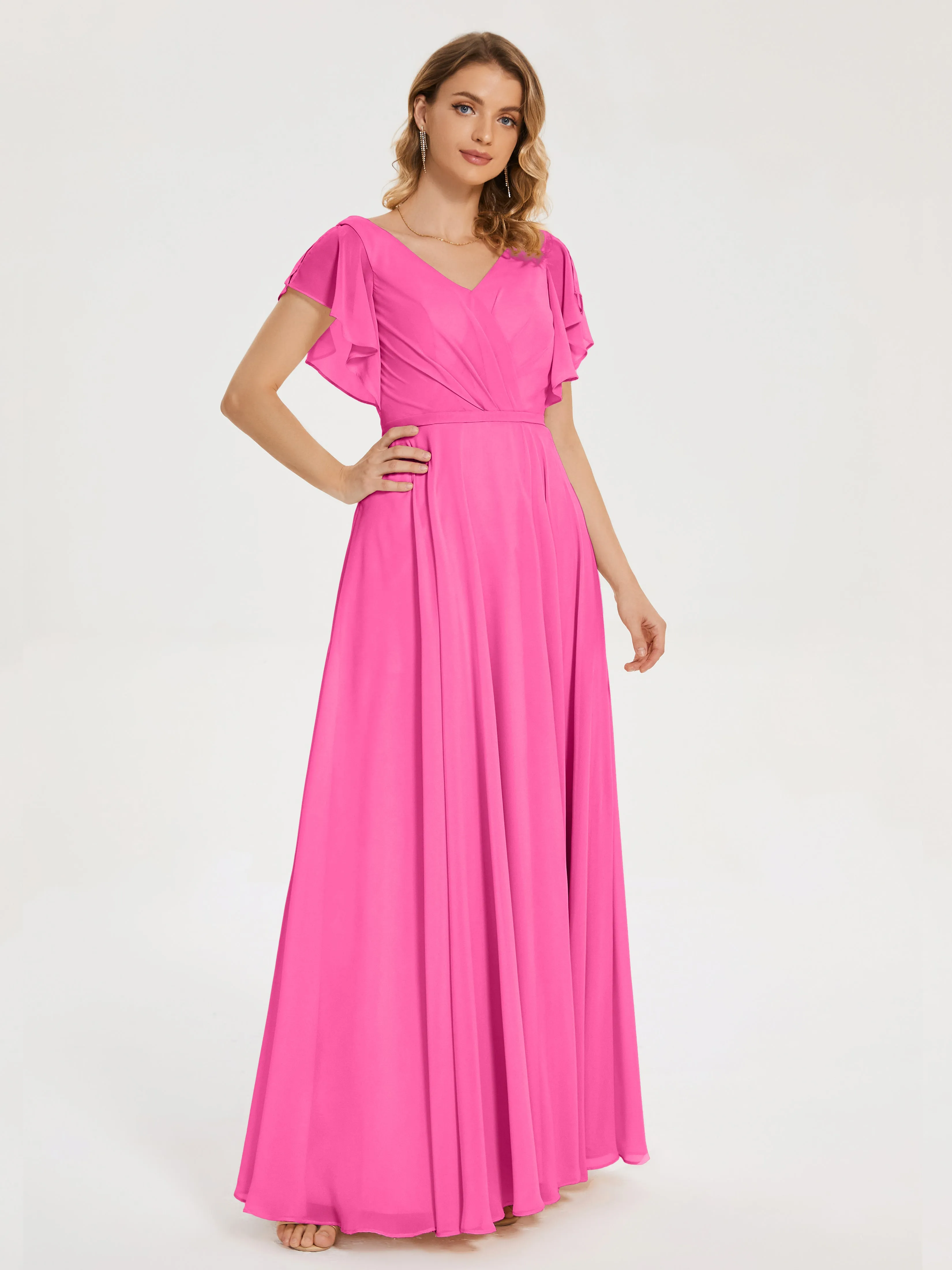 Azalea Bridesmaid Dresses Kate Charming V Neck Split Chiffon Bridesmaid Dresses