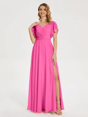 Azalea Bridesmaid Dresses Kate Charming V Neck Split Chiffon Bridesmaid Dresses