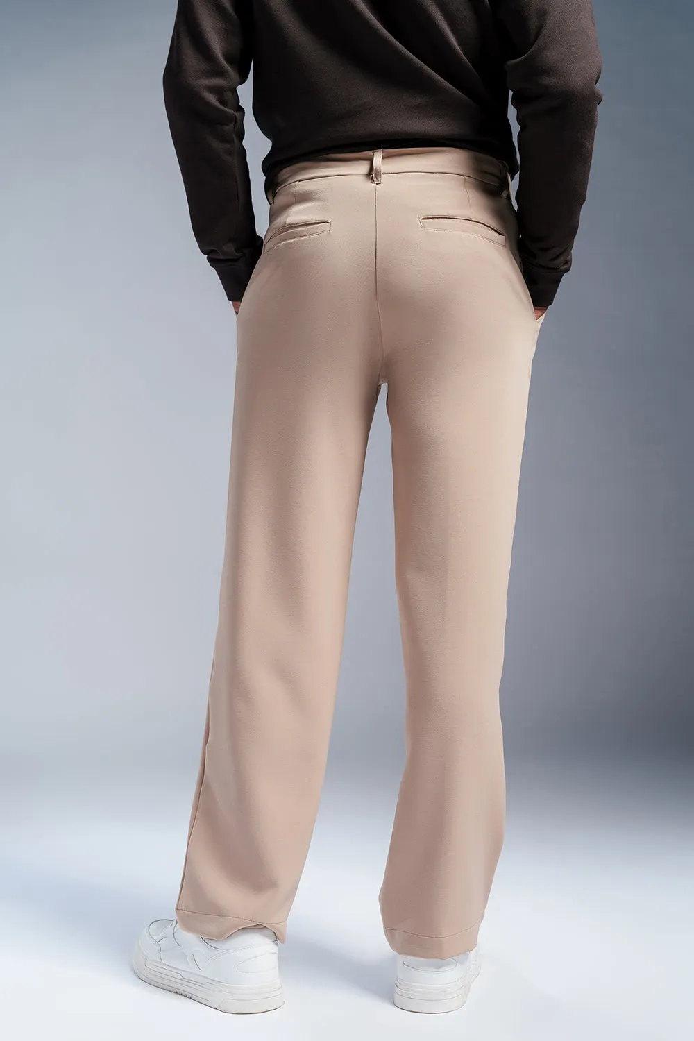 Beige Blaze Men's Double Pleated Korean Pants