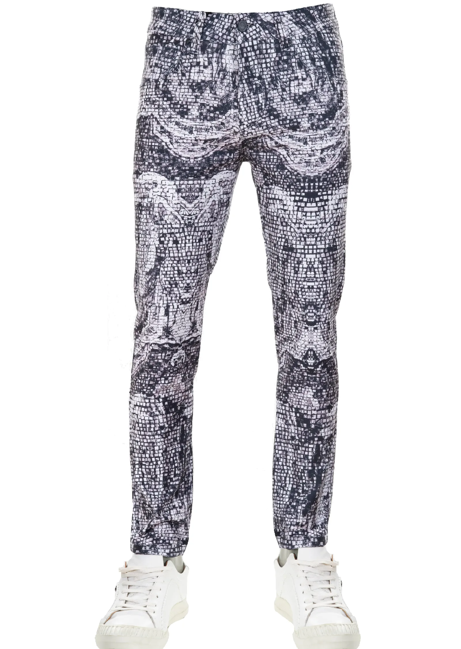 Black White Mosaic Print Pants