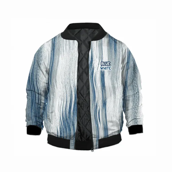 Blue and White Kids Bomber Jacket