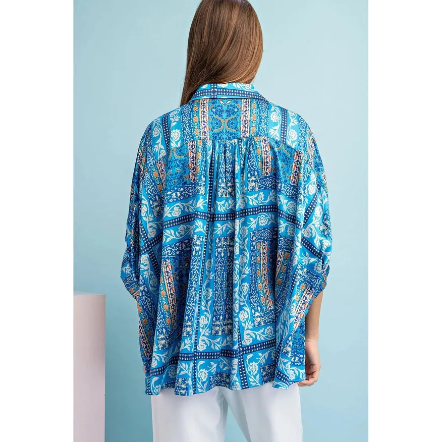 Boxy Fit Blouse Blue