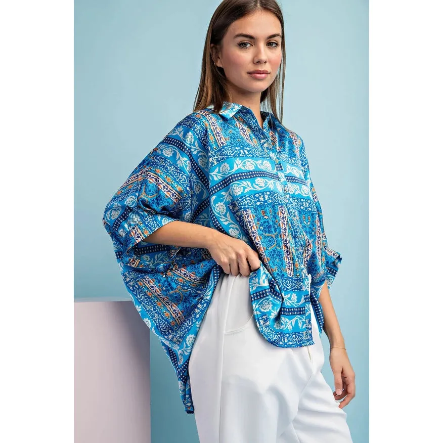 Boxy Fit Blouse Blue