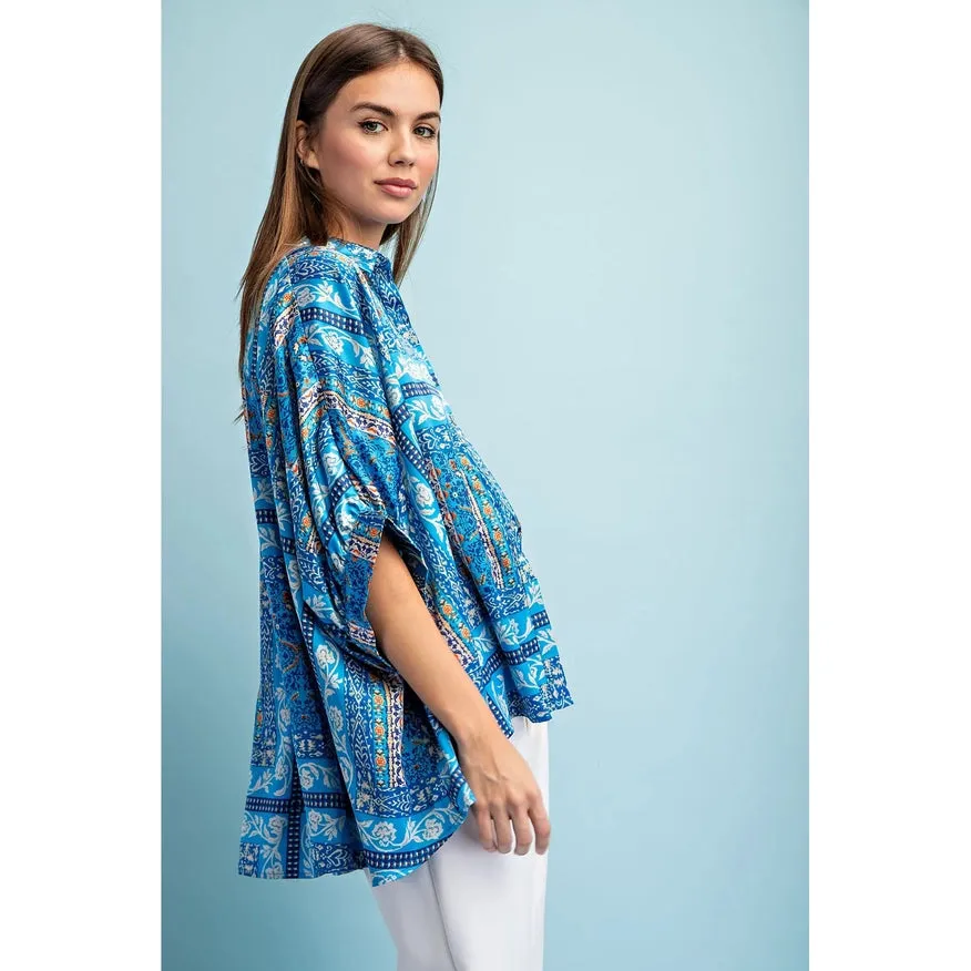 Boxy Fit Blouse Blue