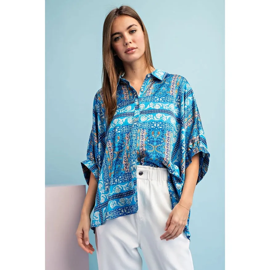 Boxy Fit Blouse Blue