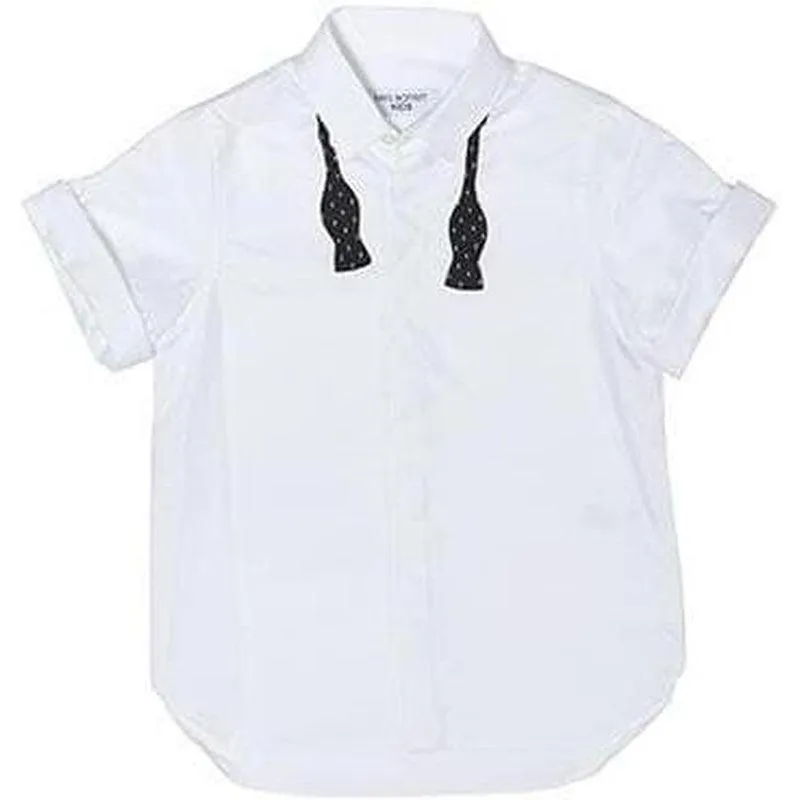 Boys White Shirt With Bow Tie Print