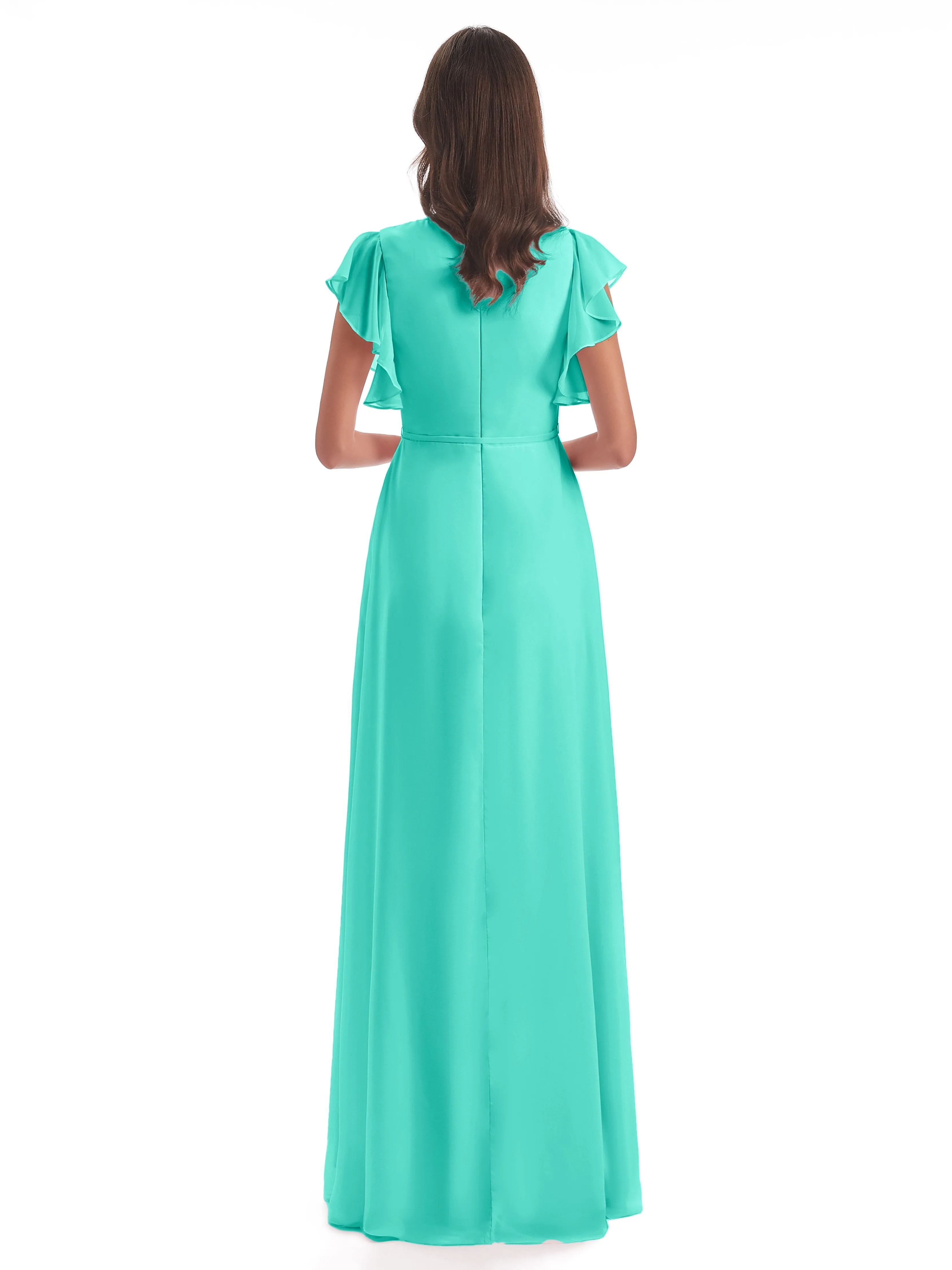 Bridesmaid Dress Spa Hope Charming V Neck Long Chiffon Bridesmaid Dresses