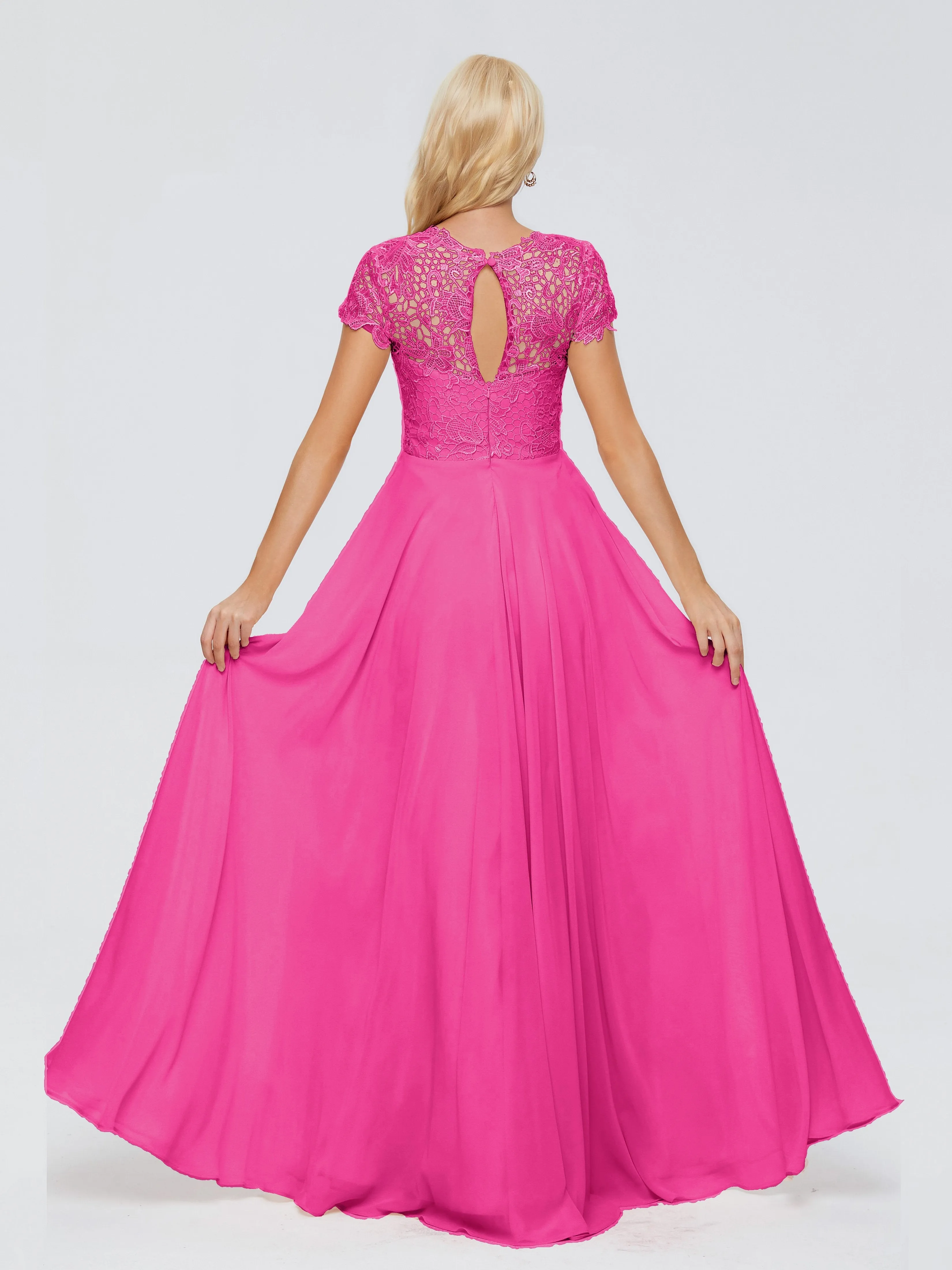 Bridesmaid Dresses Fuchsia Rose Charming Scoop Chiffon Bridesmaid Dresses