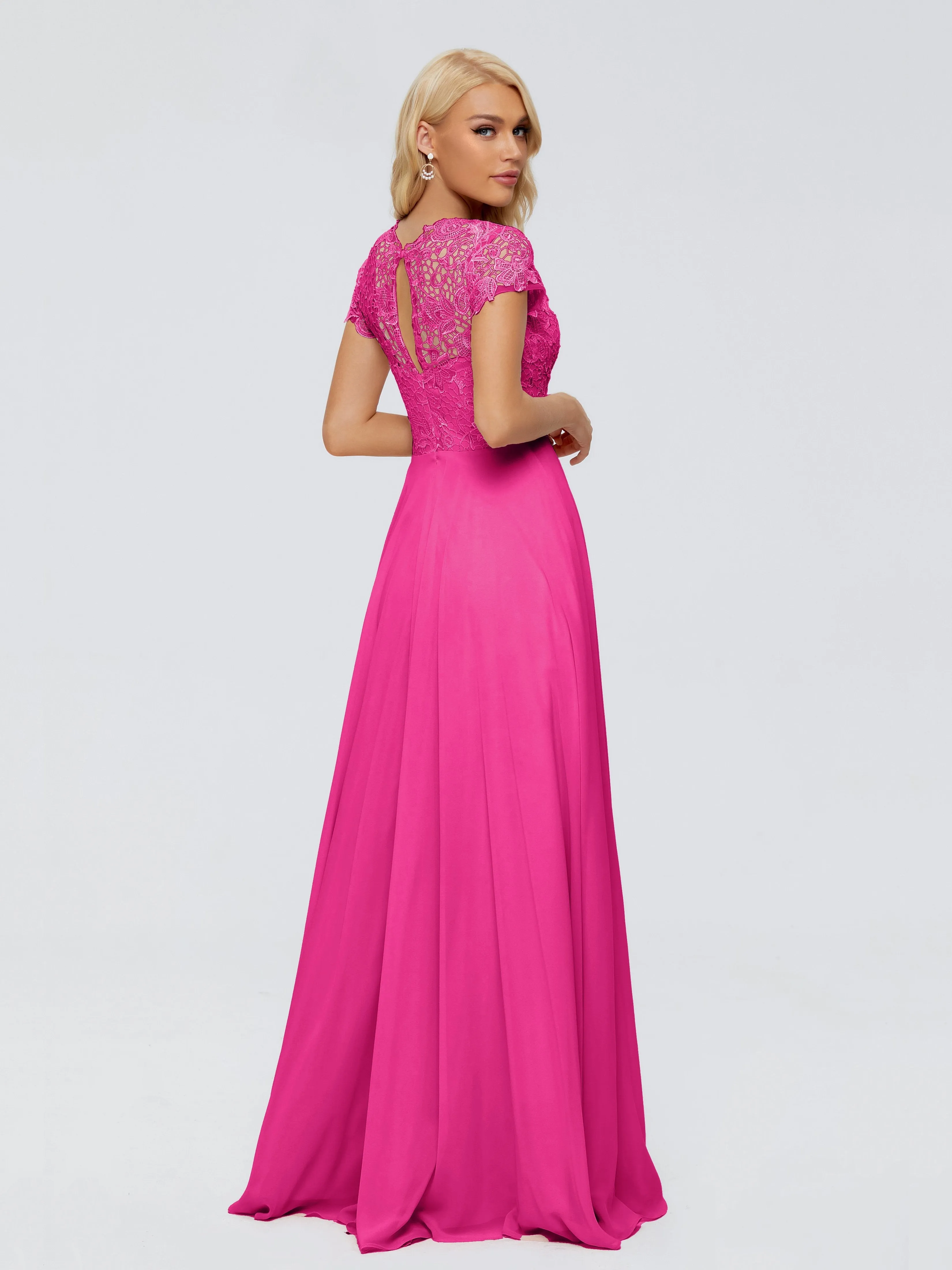 Bridesmaid Dresses Fuchsia Rose Charming Scoop Chiffon Bridesmaid Dresses