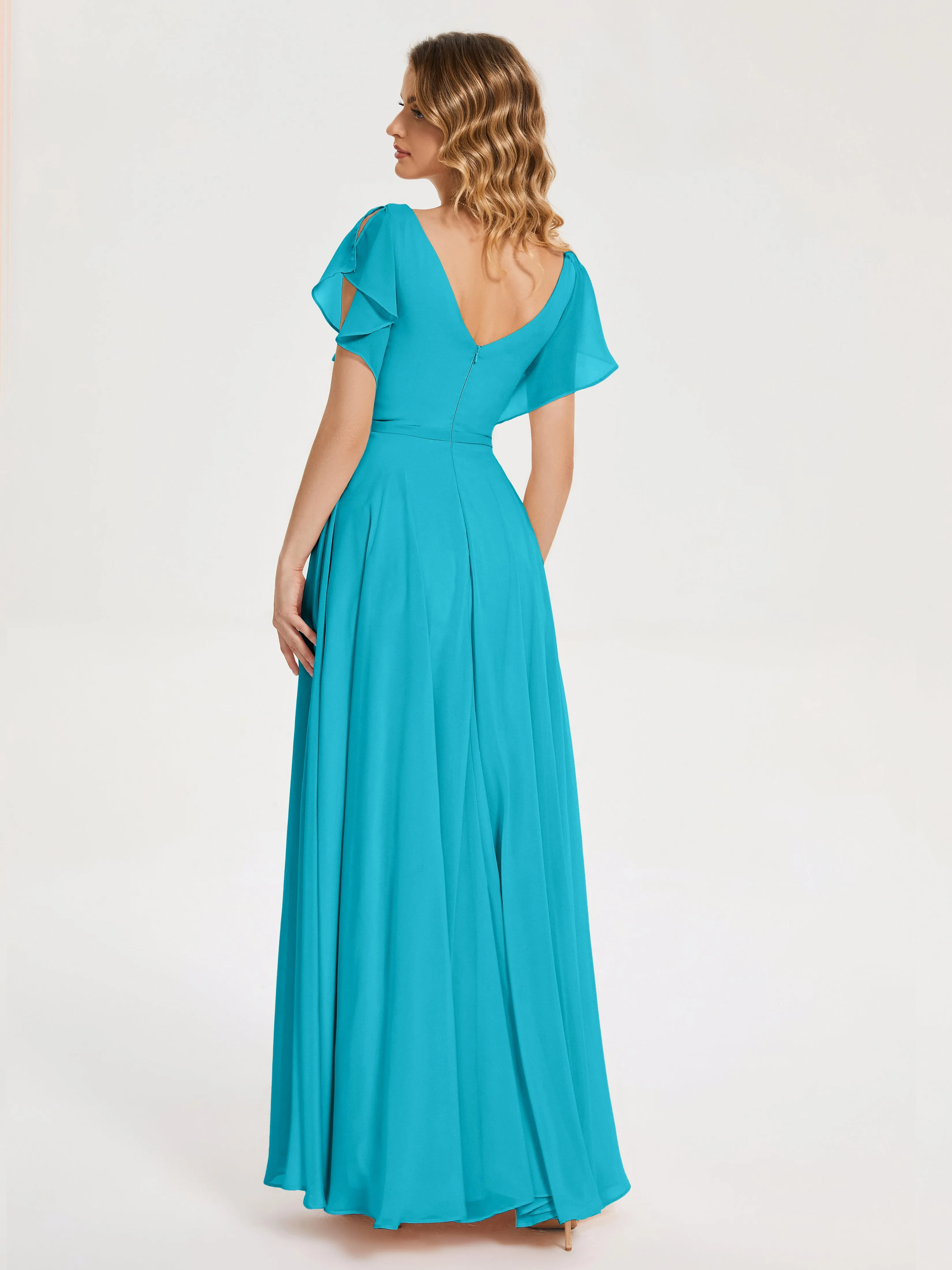 Bridesmaid Dresses Jade Kate Charming V Neck Split Chiffon Bridesmaid Dresses