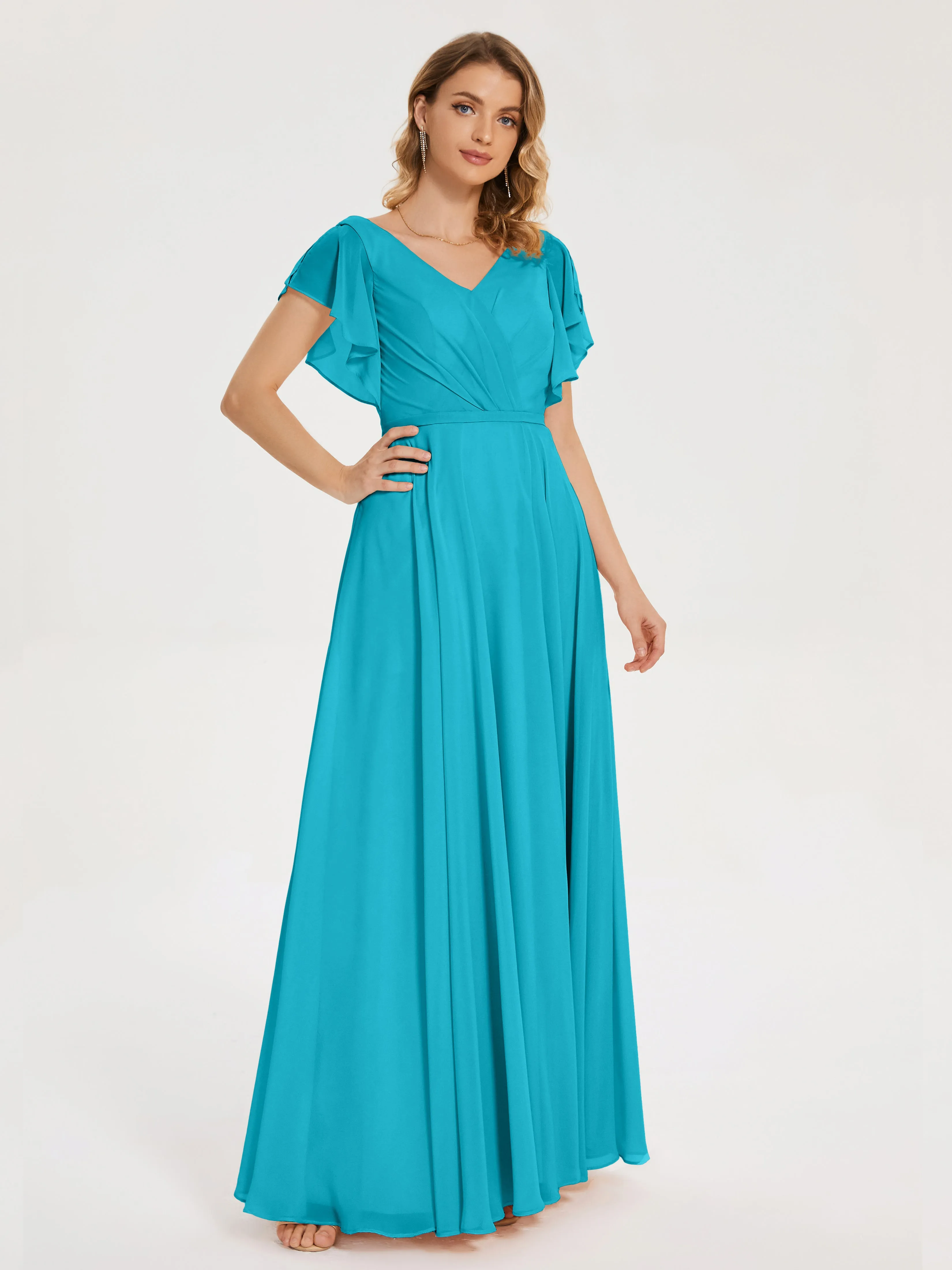 Bridesmaid Dresses Jade Kate Charming V Neck Split Chiffon Bridesmaid Dresses