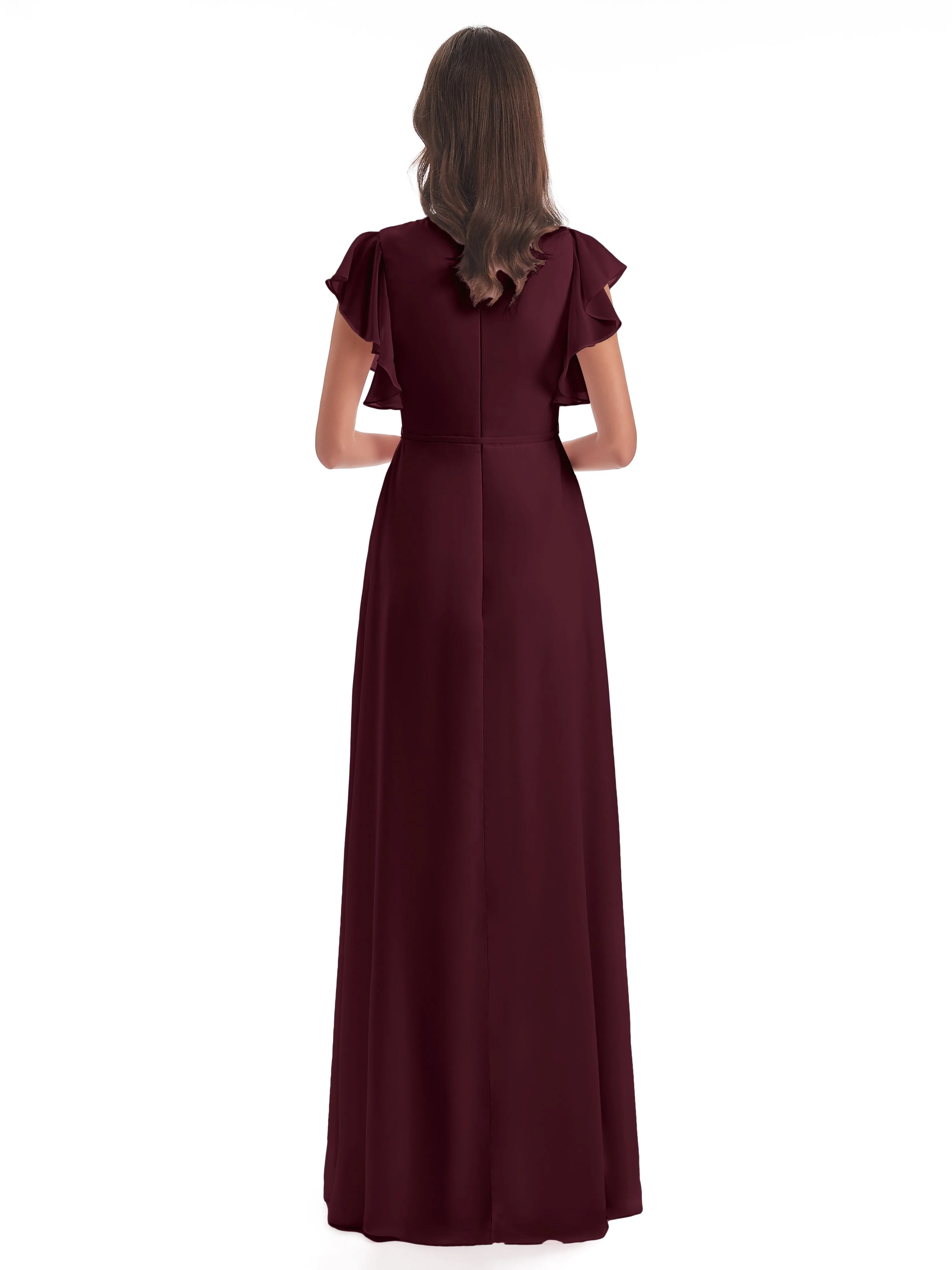 Cabernet Chiffon Bridesmaid Dress Hope Charming V Neck Long Chiffon Bridesmaid Dresses