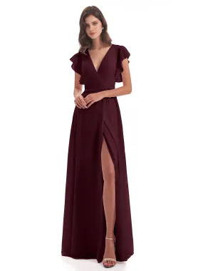 Cabernet Chiffon Bridesmaid Dress Hope Charming V Neck Long Chiffon Bridesmaid Dresses