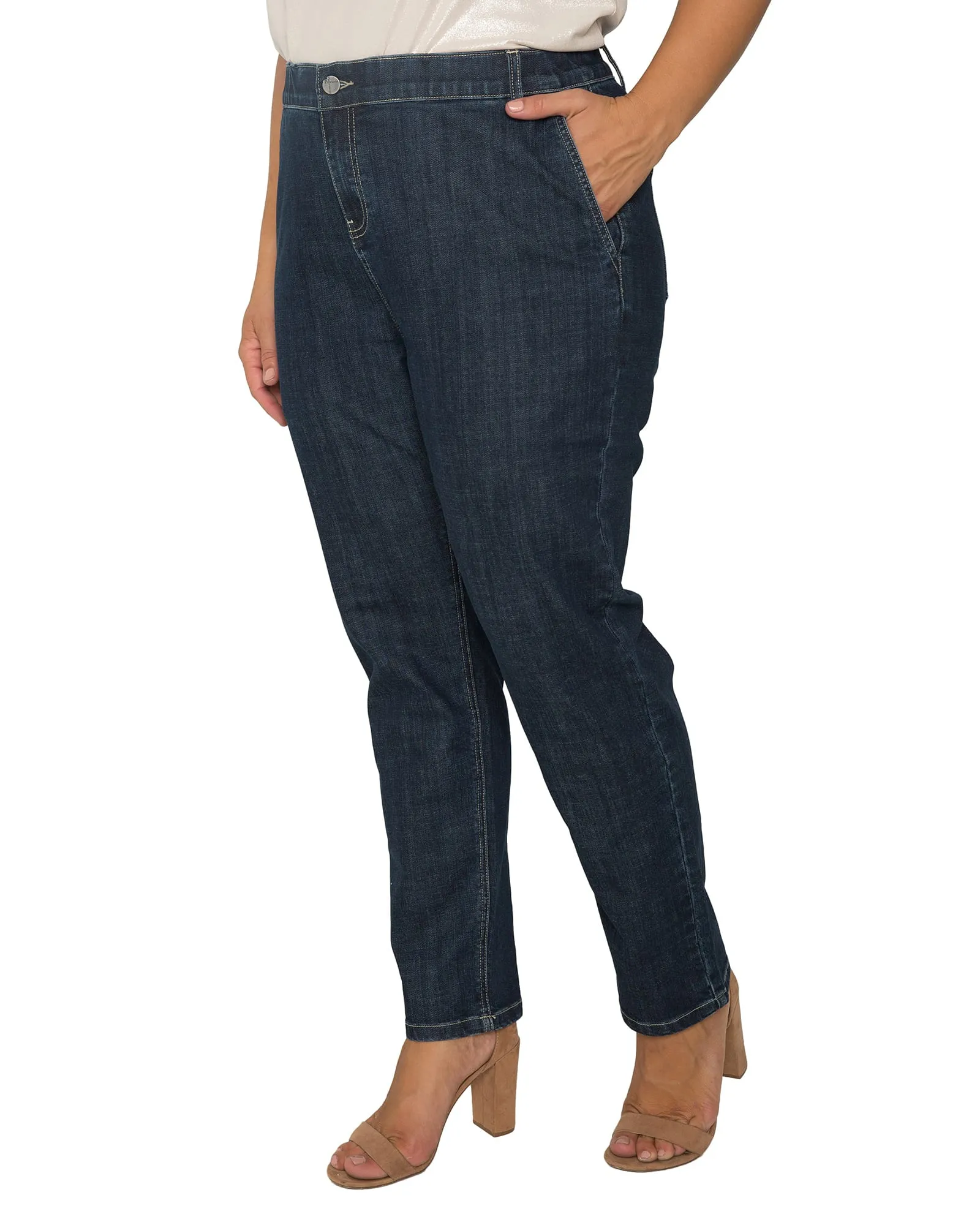 Carmen Slim Straight Jeans | Medium Blue