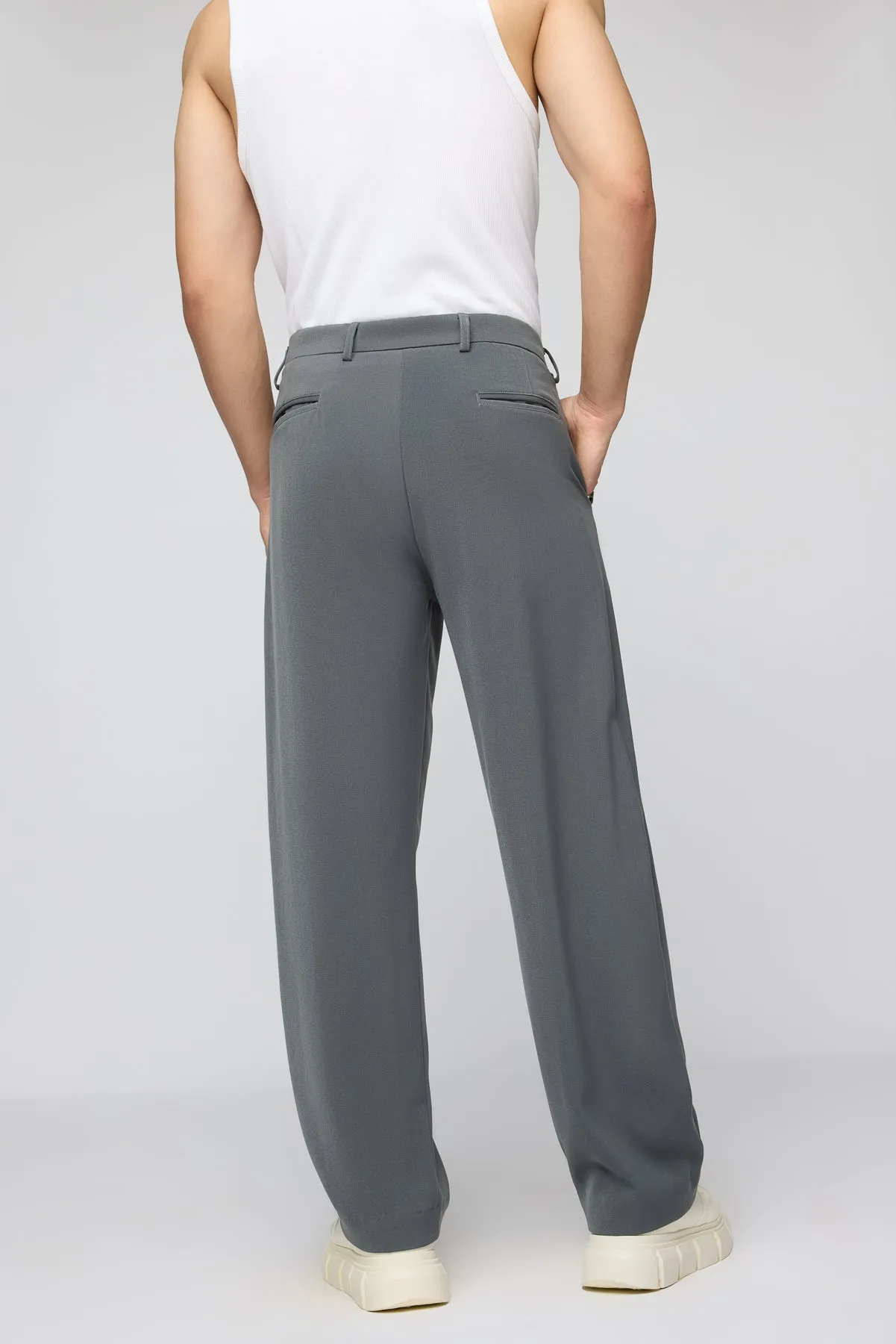 Charcoal Men's Pleated Korean Pants