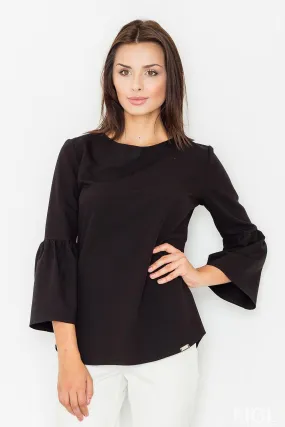 Chic 3/4 Sleeve Blouse with Zipper Closure for Effortless Elegance