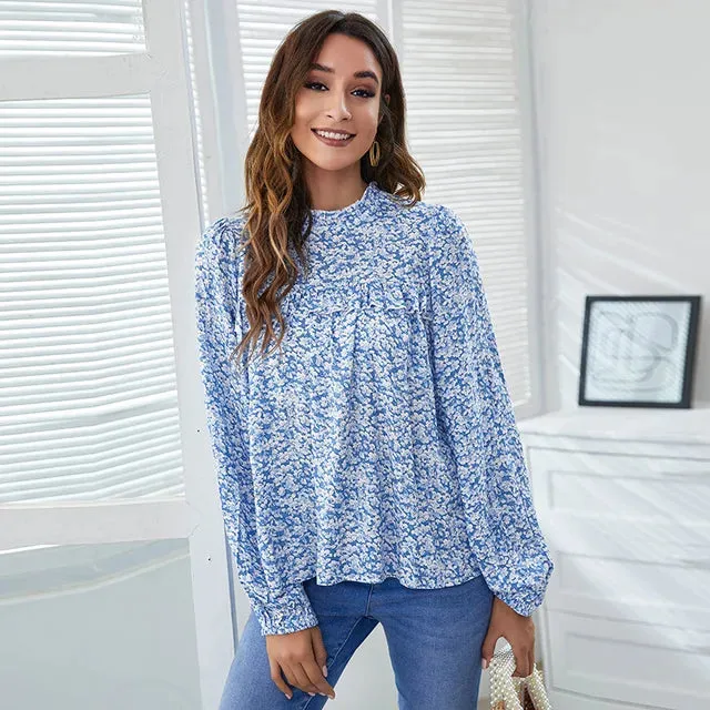 Chic Blue Boho Blouse