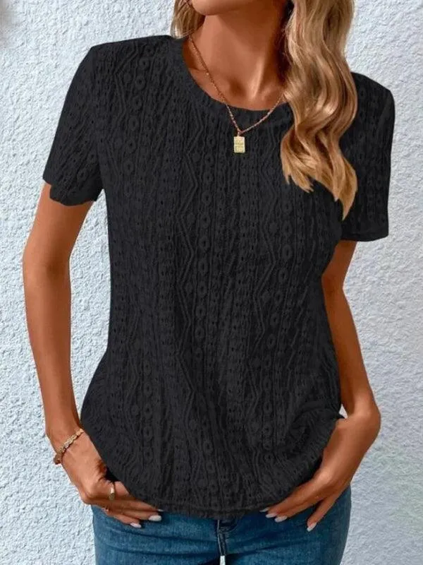 Chic Hollow Short Sleeve Tee - Summer Fashion Must-Have