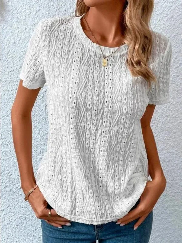 Chic Hollow Short Sleeve Tee - Summer Fashion Must-Have