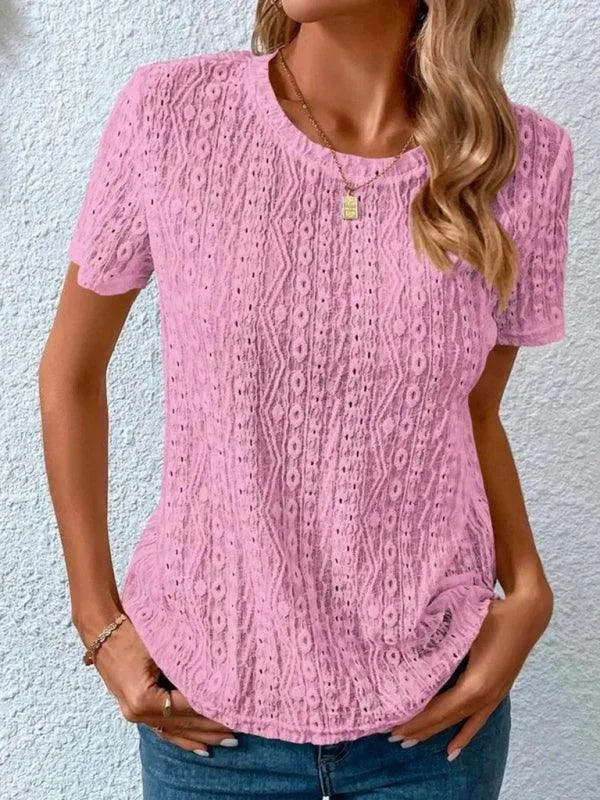 Chic Hollow Short Sleeve Tee - Summer Fashion Must-Have