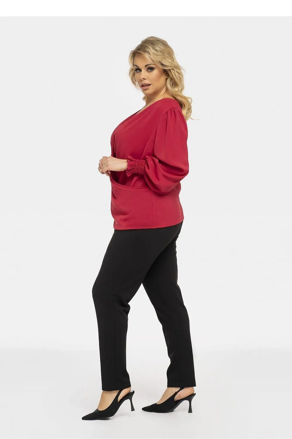 Chic Plus Size Crimson Elegance Blouse