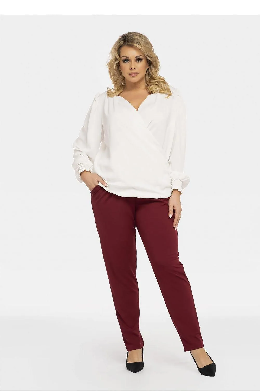 Chic Plus Size Crimson Elegance Blouse