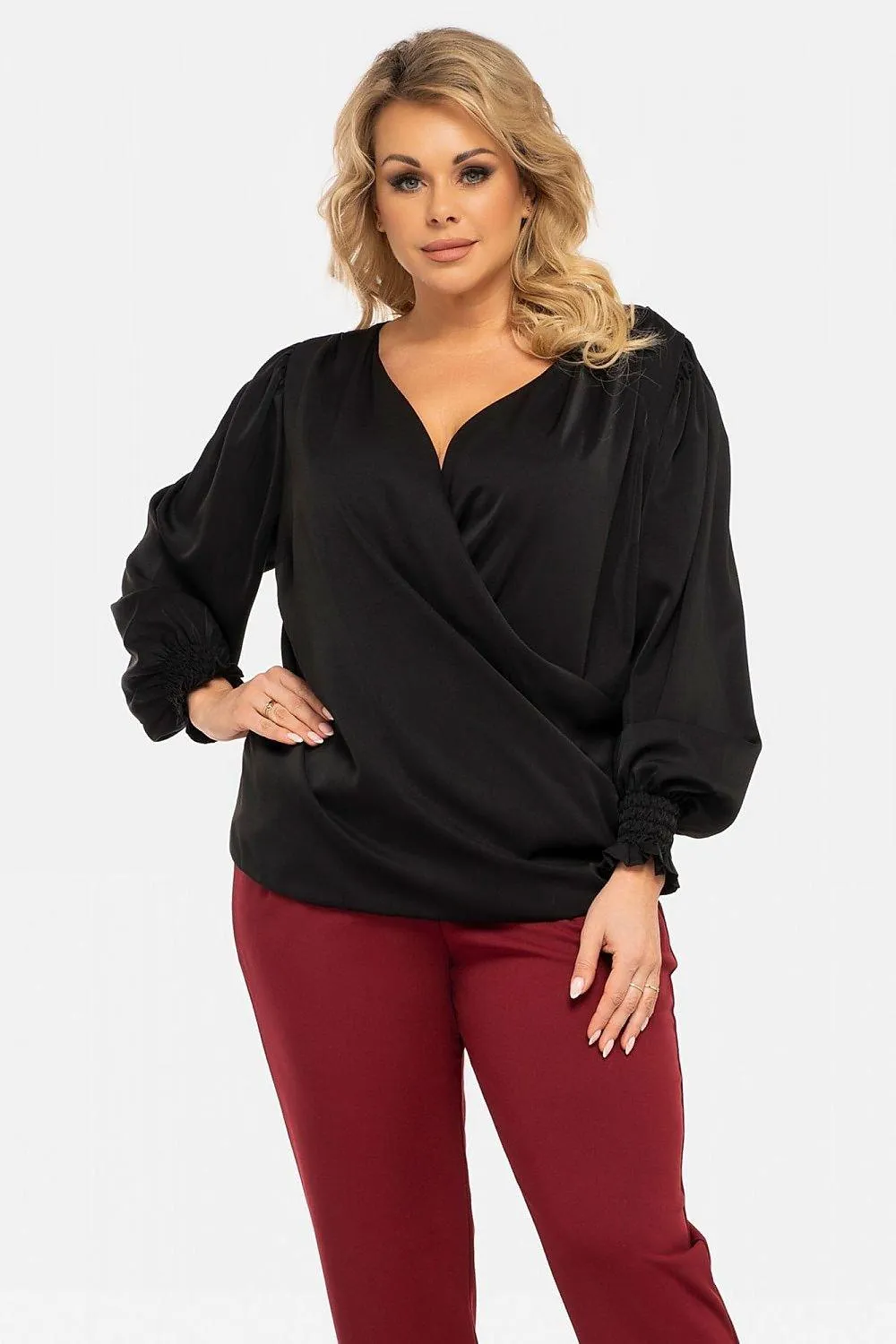 Chic Plus Size Crimson Elegance Blouse