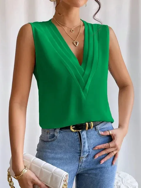 Chic Sleeveless White Blouse for Women