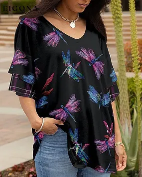 Chic V Neck Print T-shirt