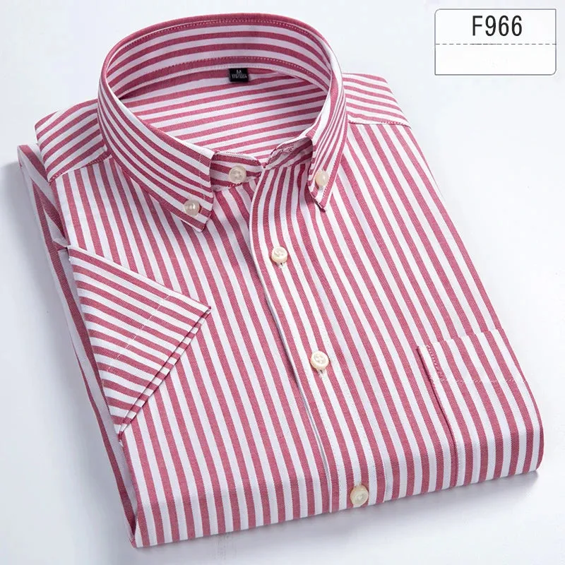 cotton summer short sleeve shirts for men slim fit Casual striped tops