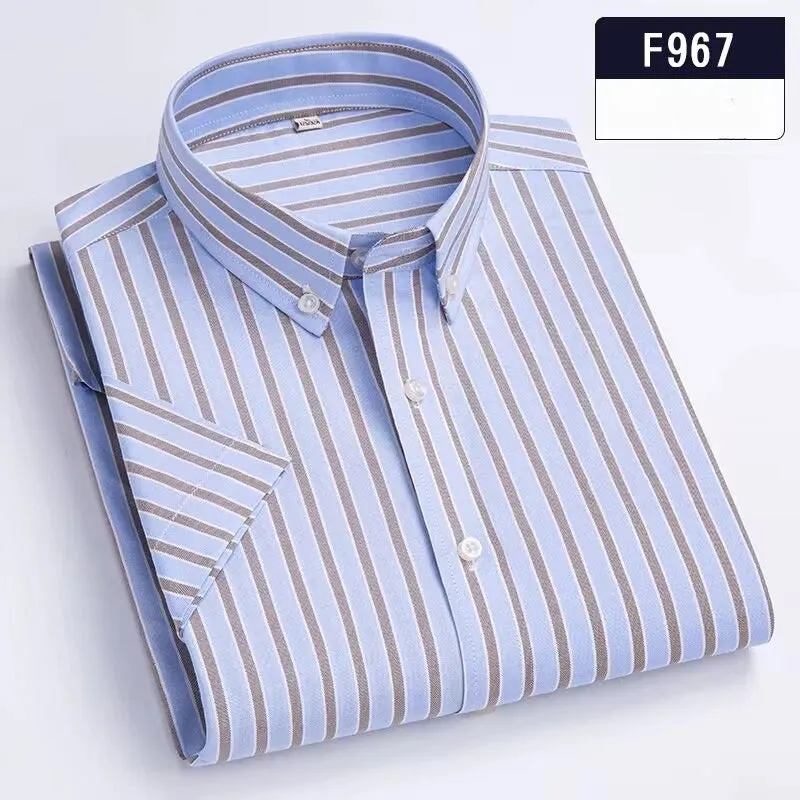 cotton summer short sleeve shirts for men slim fit Casual striped tops