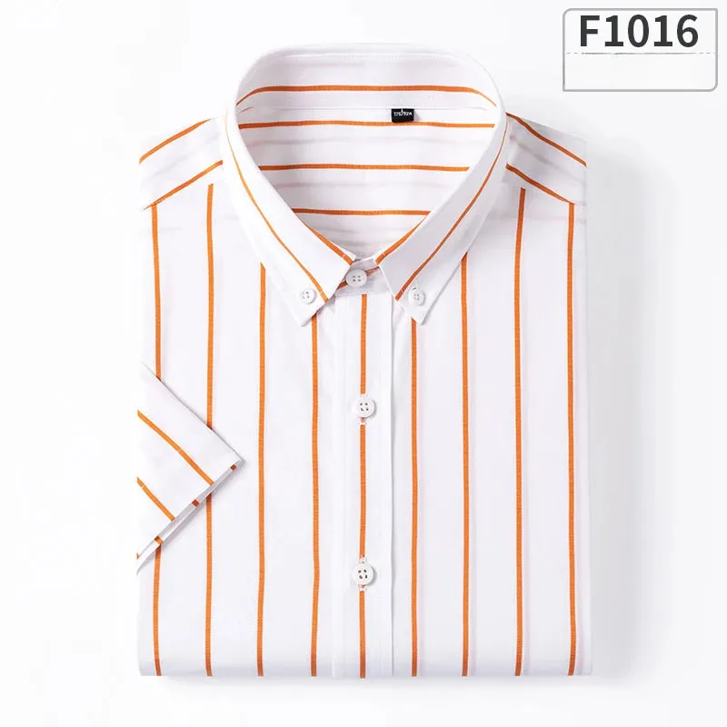 cotton summer short sleeve shirts for men slim fit Casual striped tops