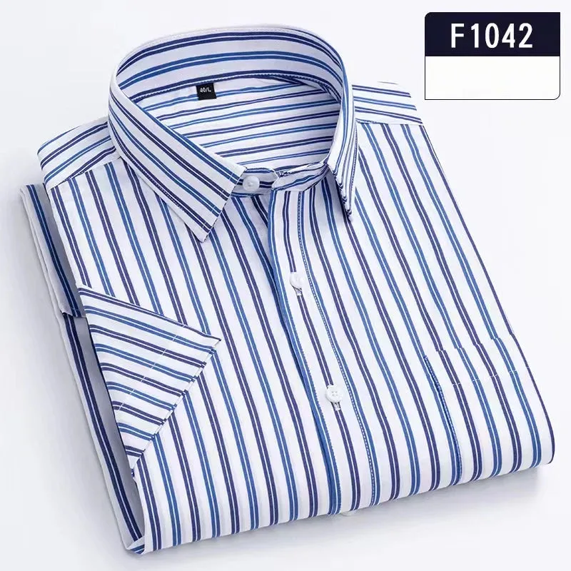 cotton summer short sleeve shirts for men slim fit Casual striped tops