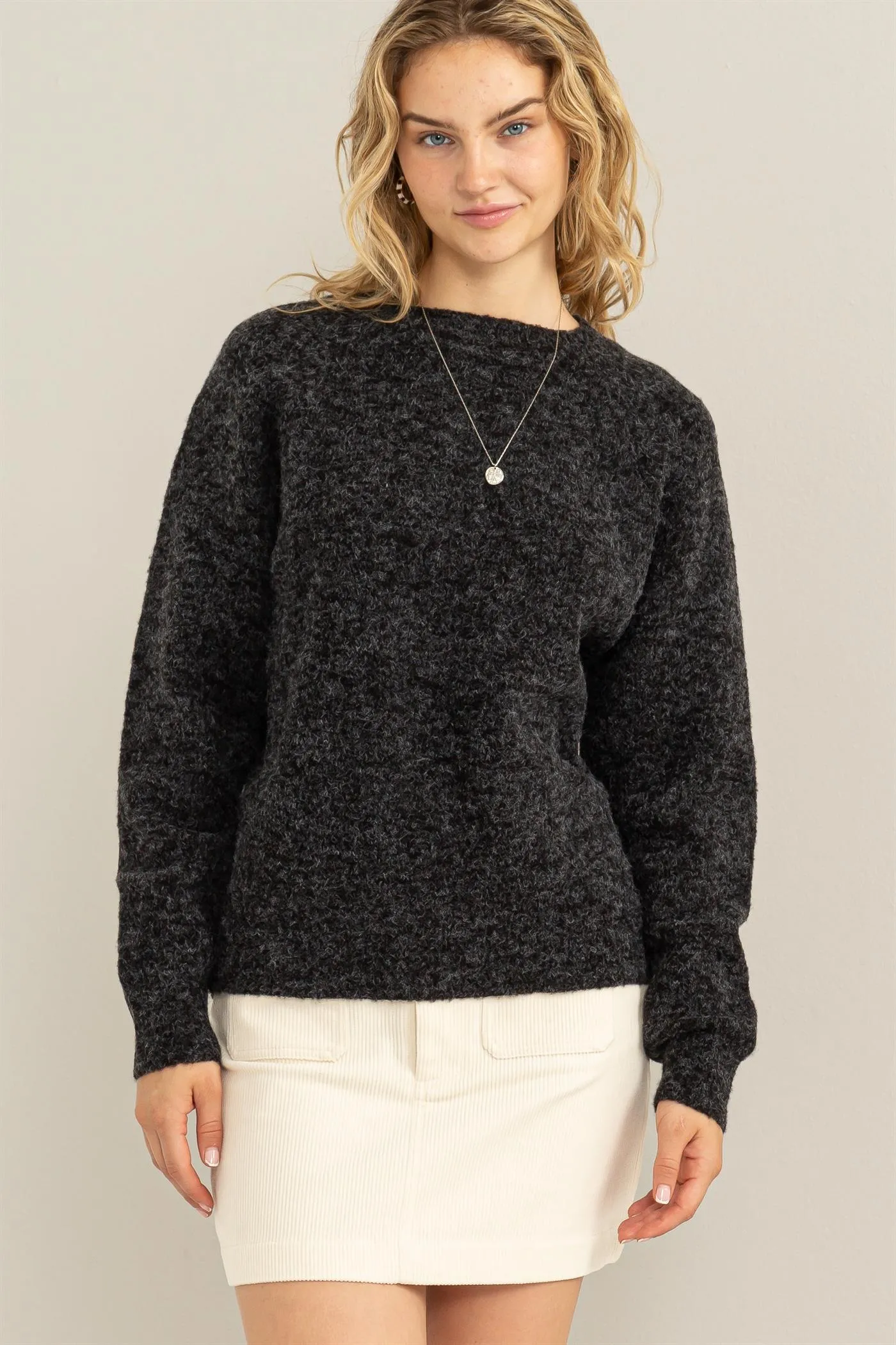 DZ23F209-Raglan Long Sleeve Sweater