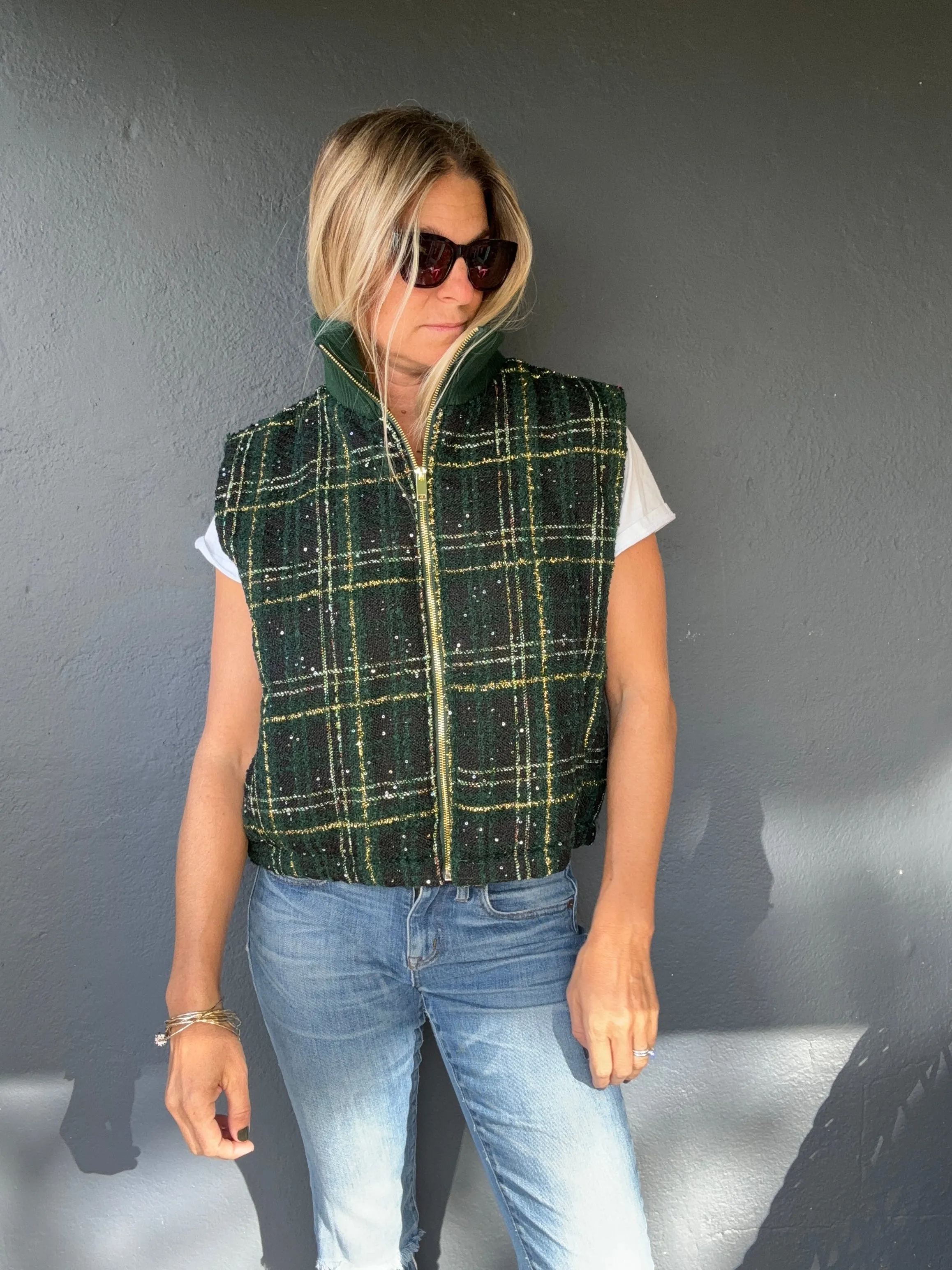 Festive Plaid padded vest