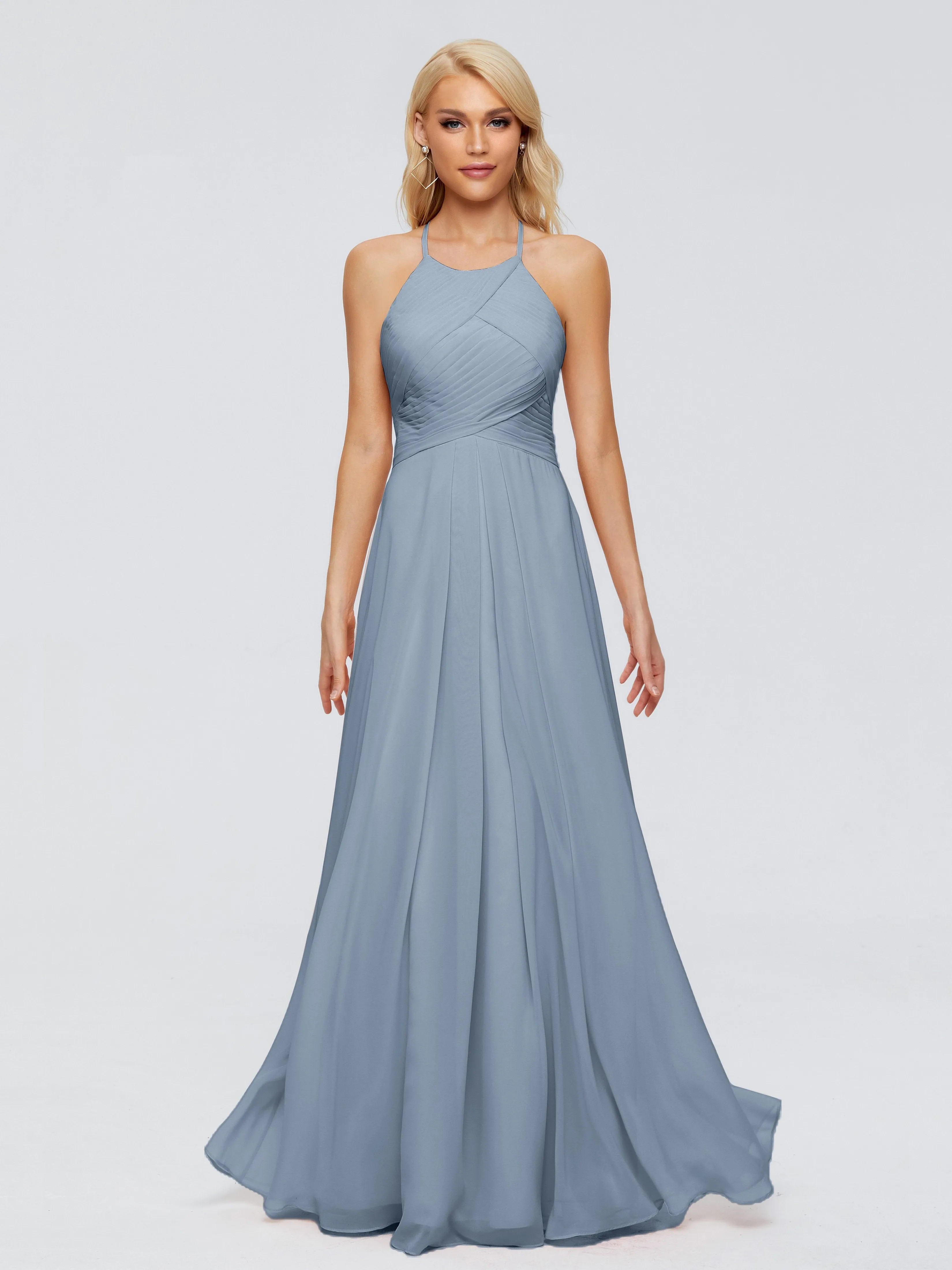 Finley Charming Halter Ruched Chiffon Bridesmaid Dresses