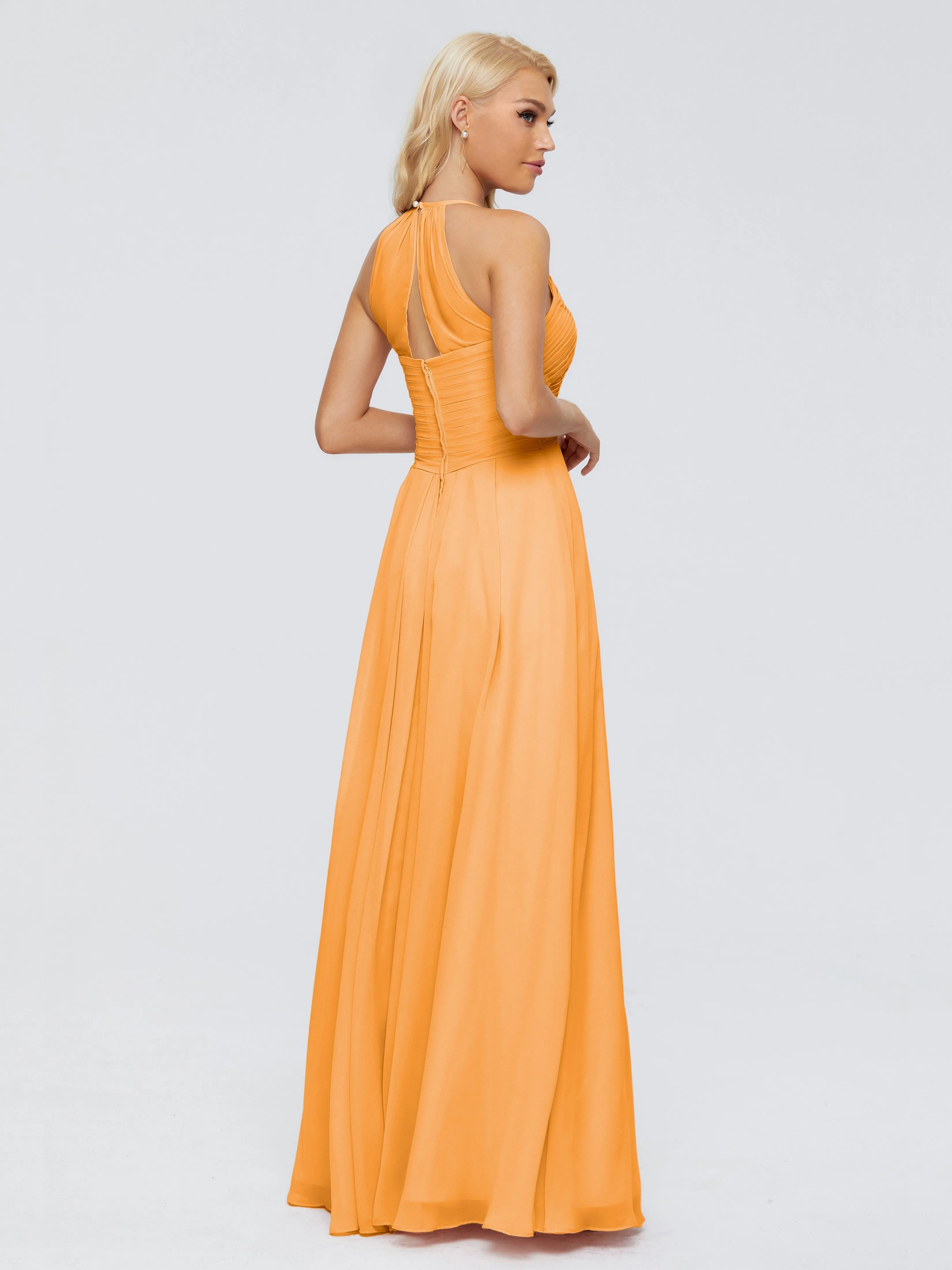 Finley Charming Halter Ruched Chiffon Bridesmaid Dresses