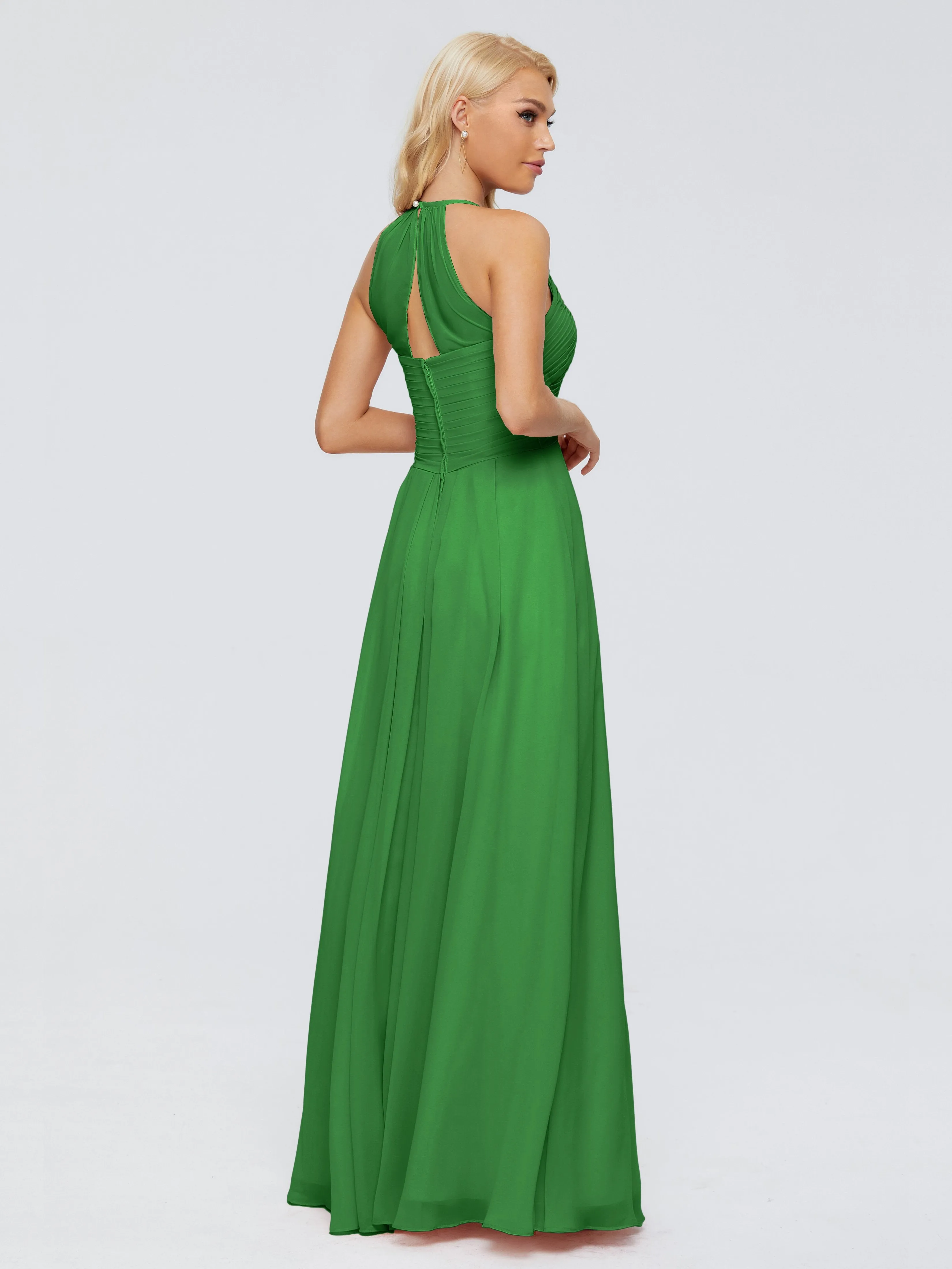 Finley Charming Halter Ruched Chiffon Bridesmaid Dresses