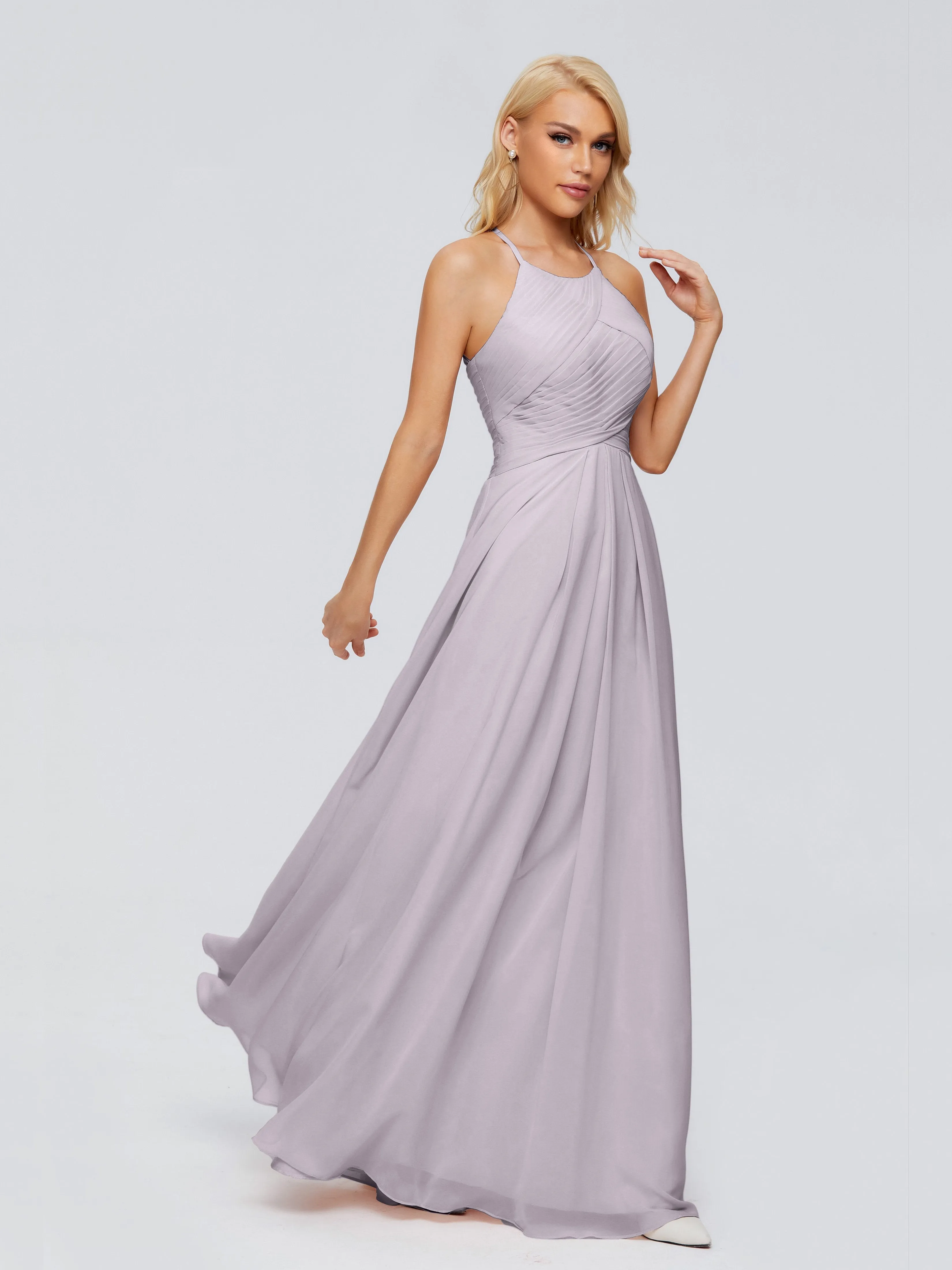 Finley Charming Halter Ruched Chiffon Bridesmaid Dresses