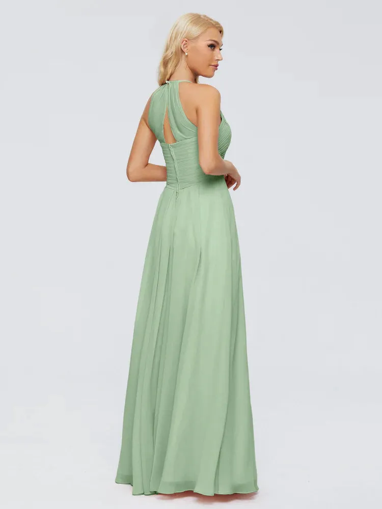 Finley Charming Halter Ruched Chiffon Bridesmaid Dresses