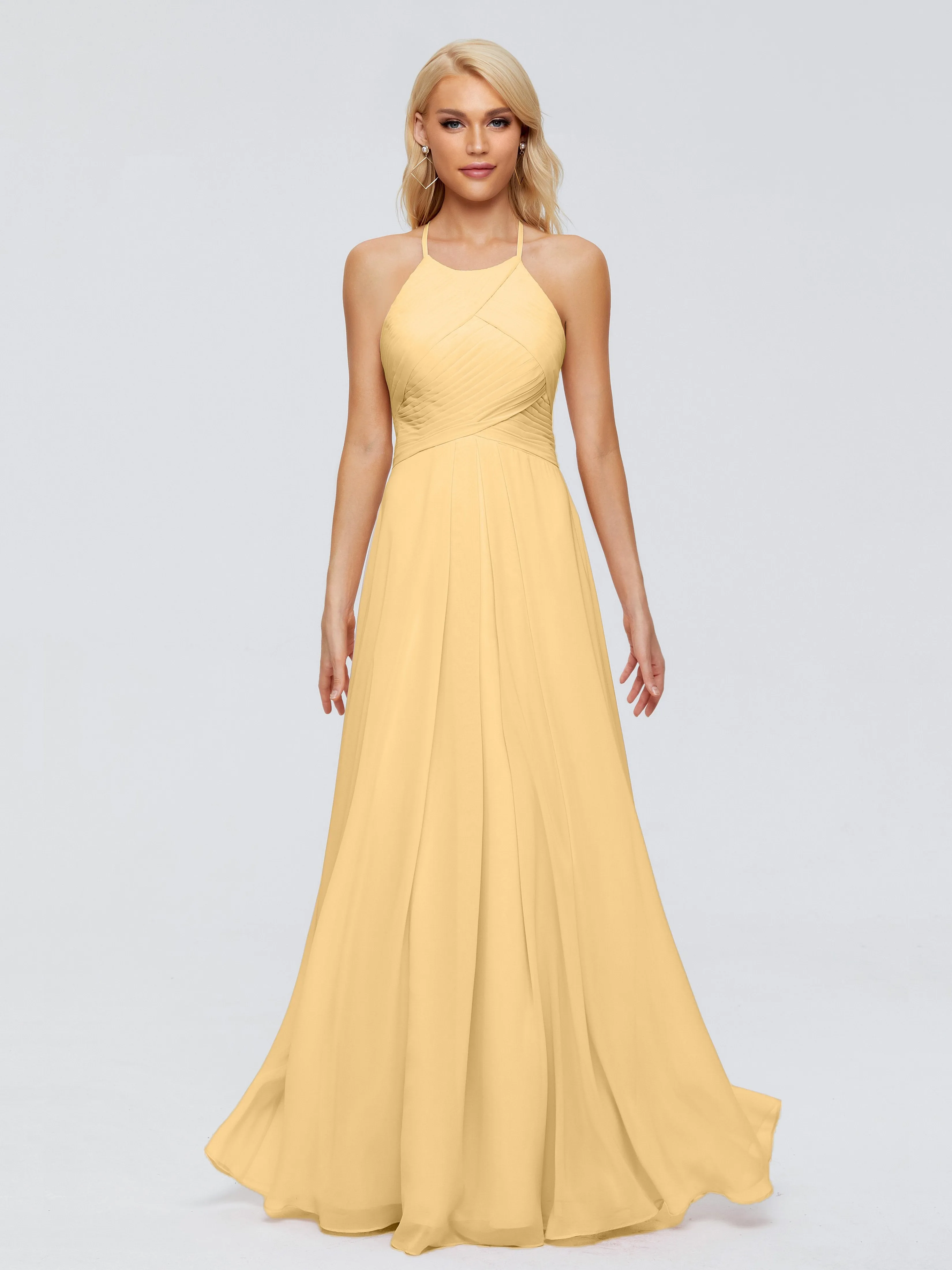 Finley Charming Halter Ruched Chiffon Bridesmaid Dresses