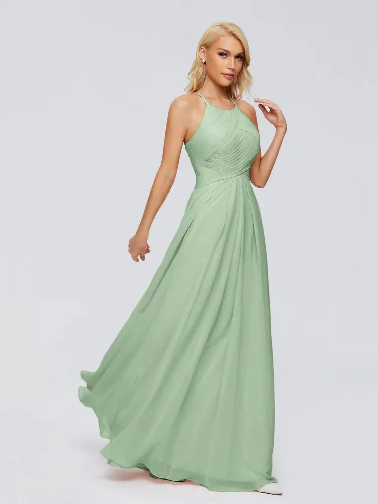 Finley Charming Halter Ruched Chiffon Bridesmaid Dresses