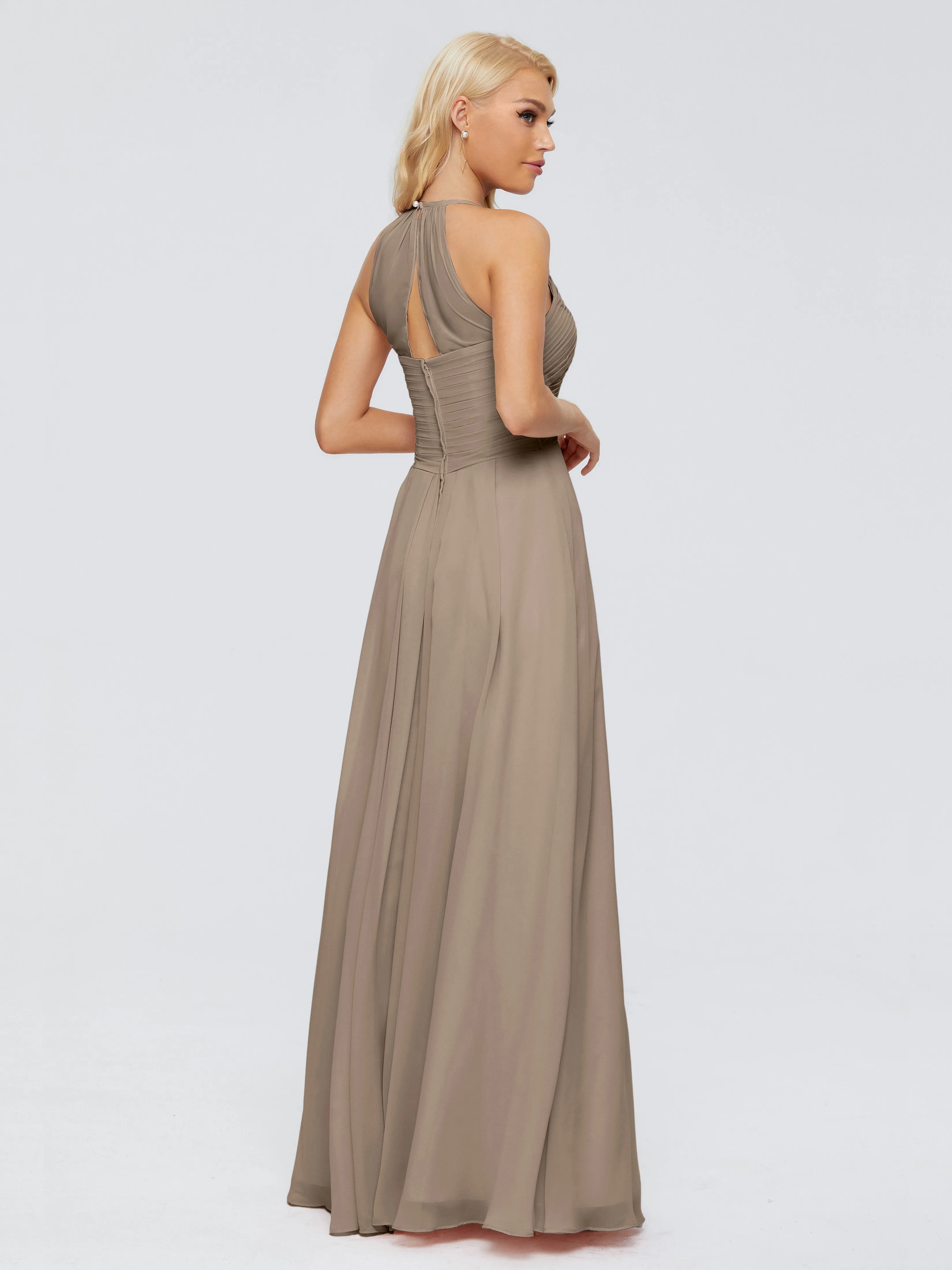 Finley Charming Halter Ruched Chiffon Bridesmaid Dresses