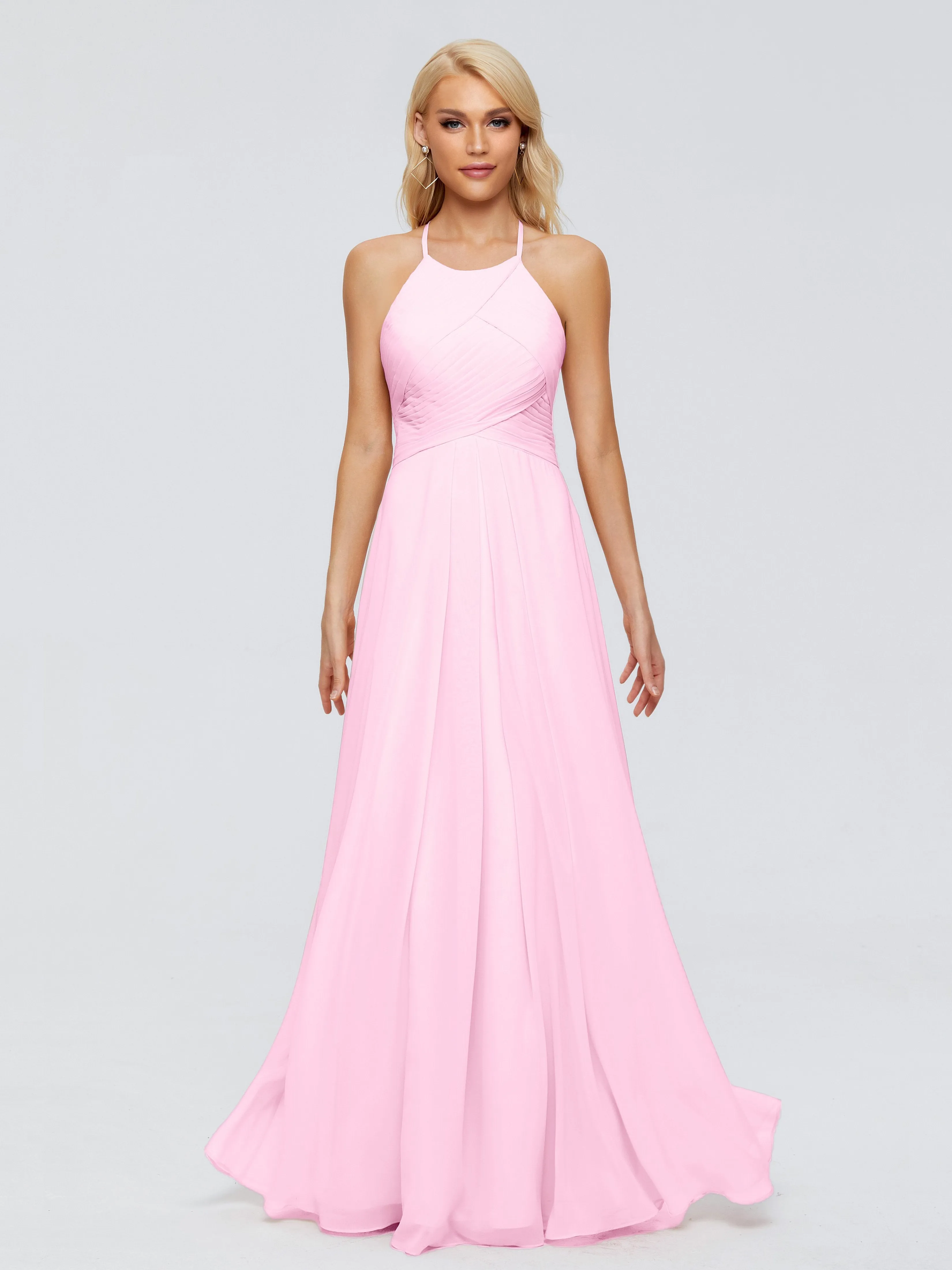 Finley Charming Halter Ruched Chiffon Bridesmaid Dresses