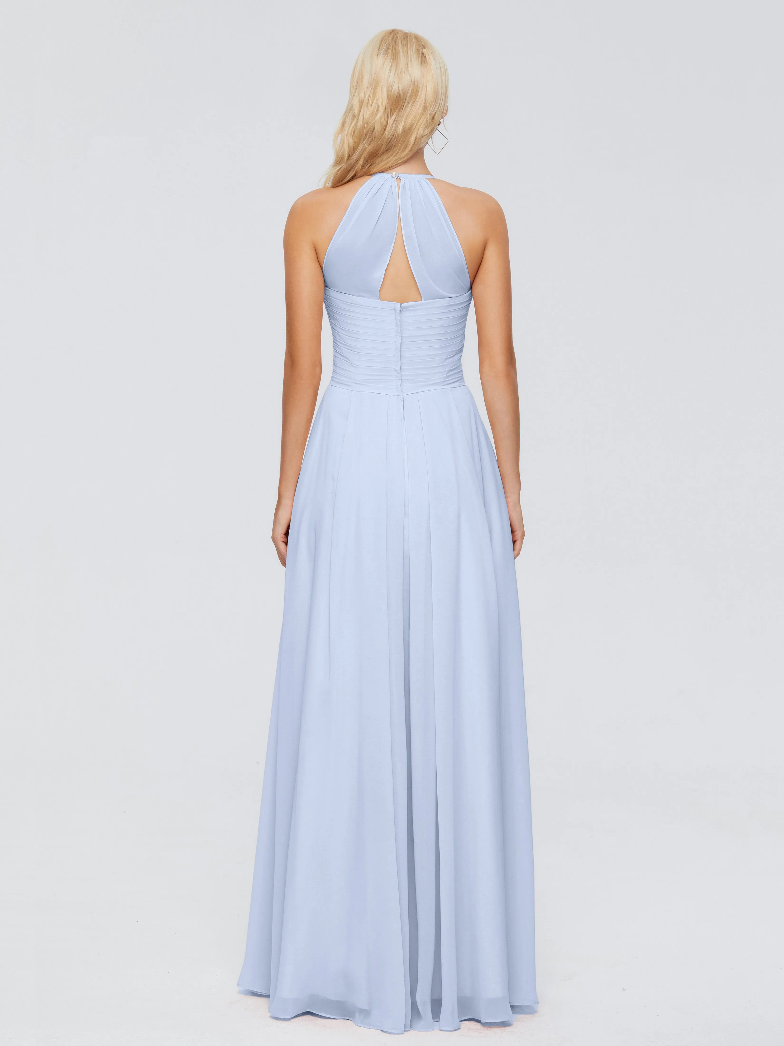 Finley Charming Halter Ruched Chiffon Bridesmaid Dresses