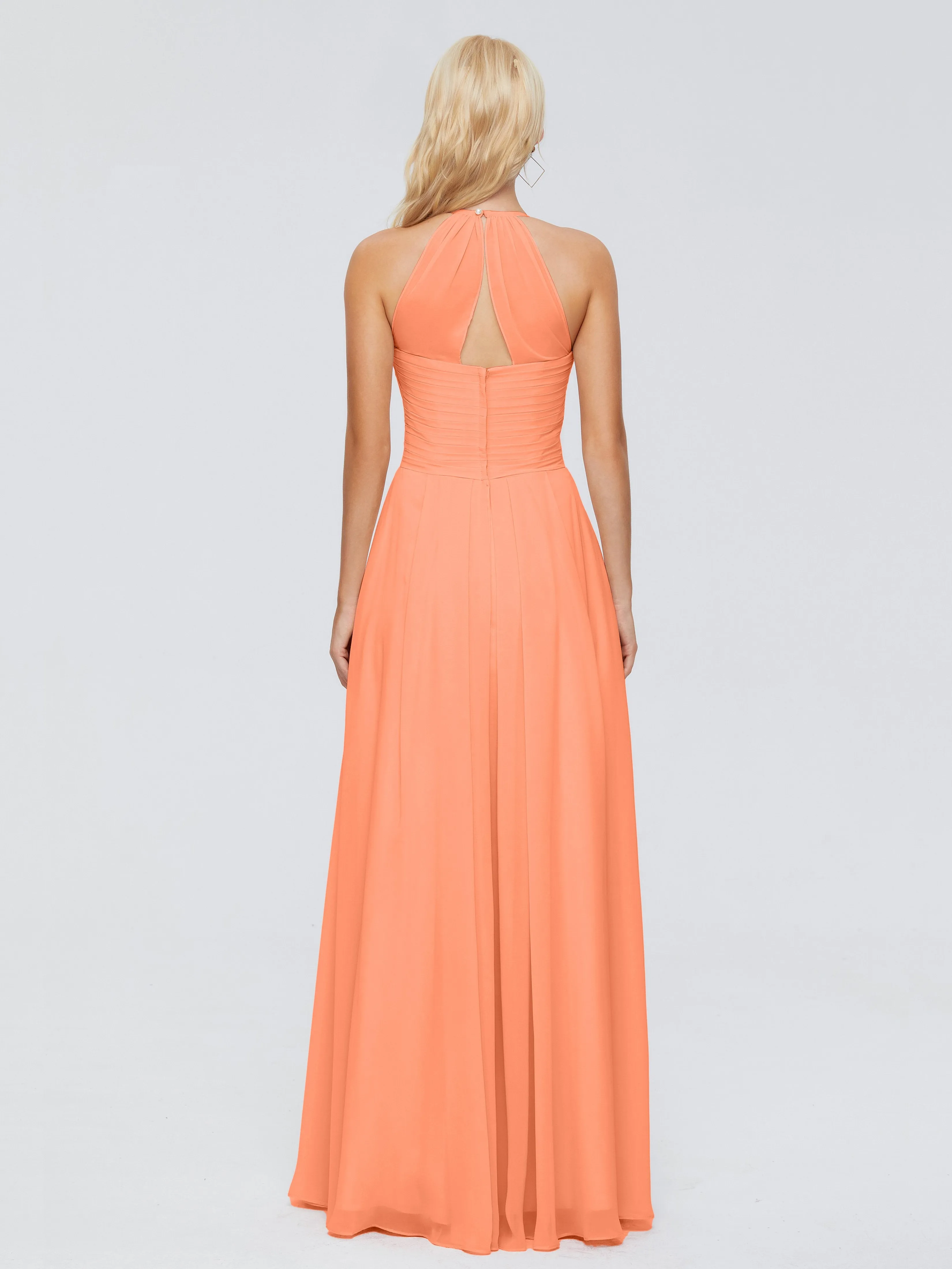 Finley Charming Halter Ruched Chiffon Bridesmaid Dresses