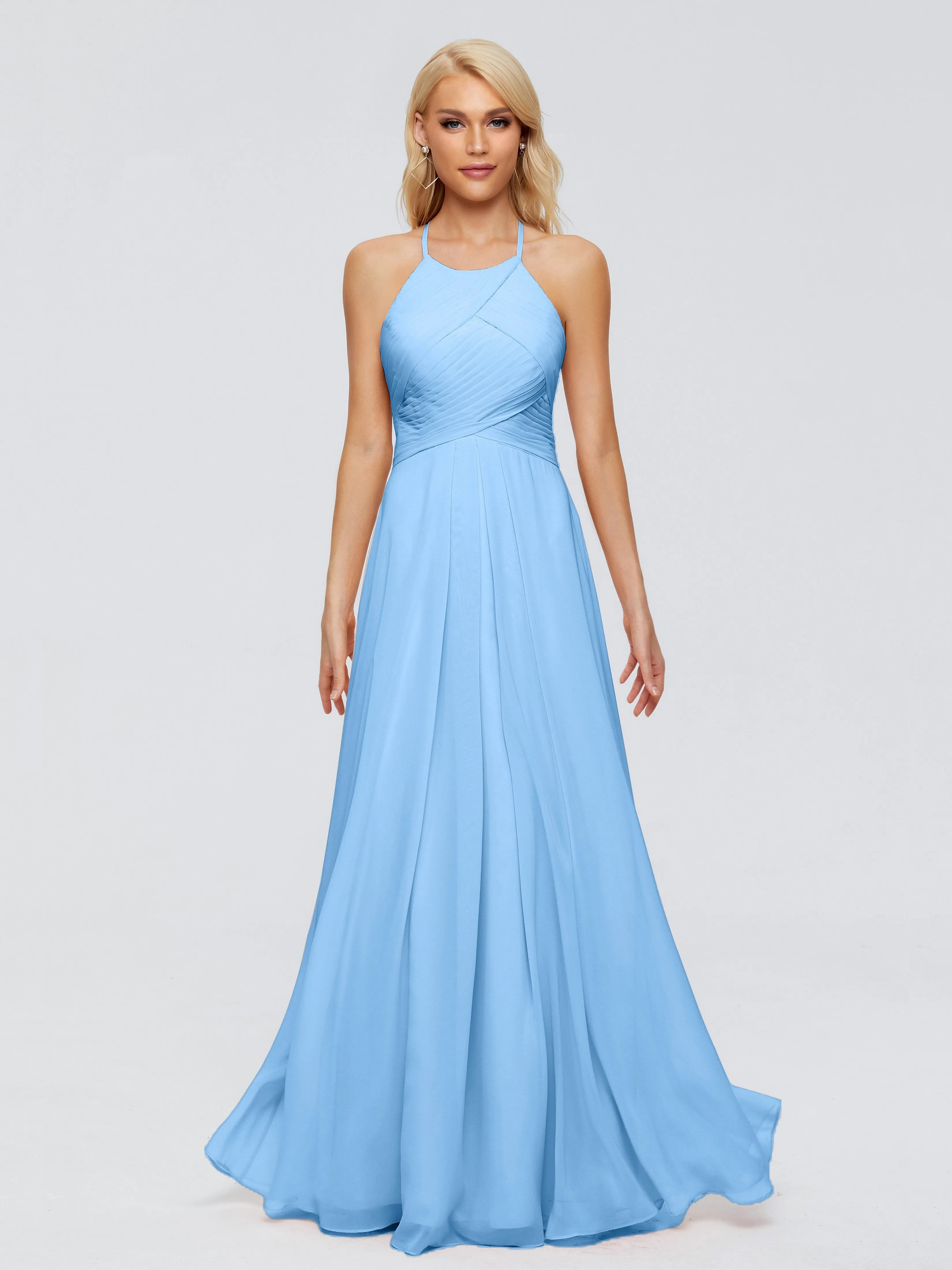 Finley Charming Halter Ruched Chiffon Bridesmaid Dresses