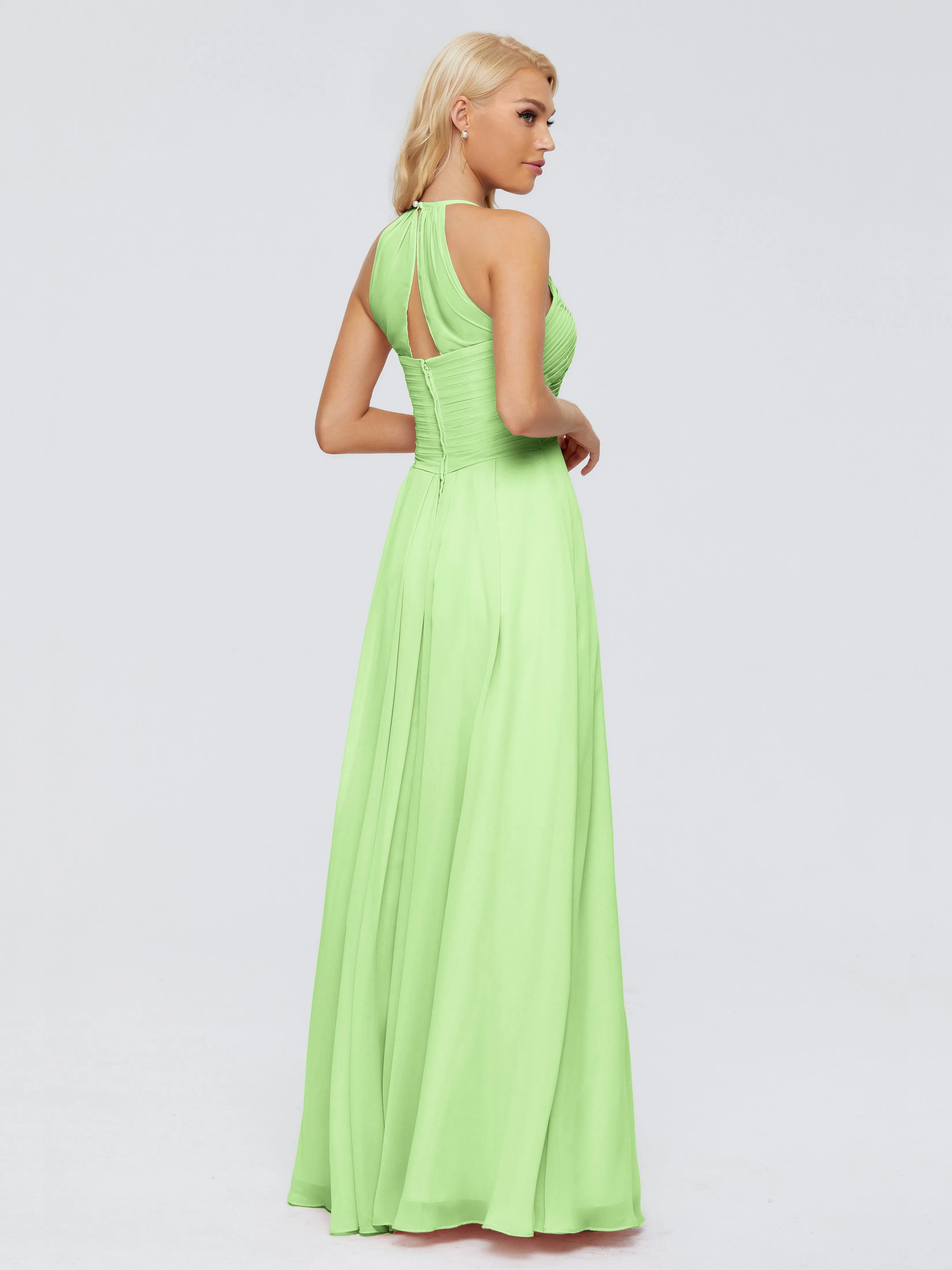 Finley Charming Halter Ruched Chiffon Bridesmaid Dresses