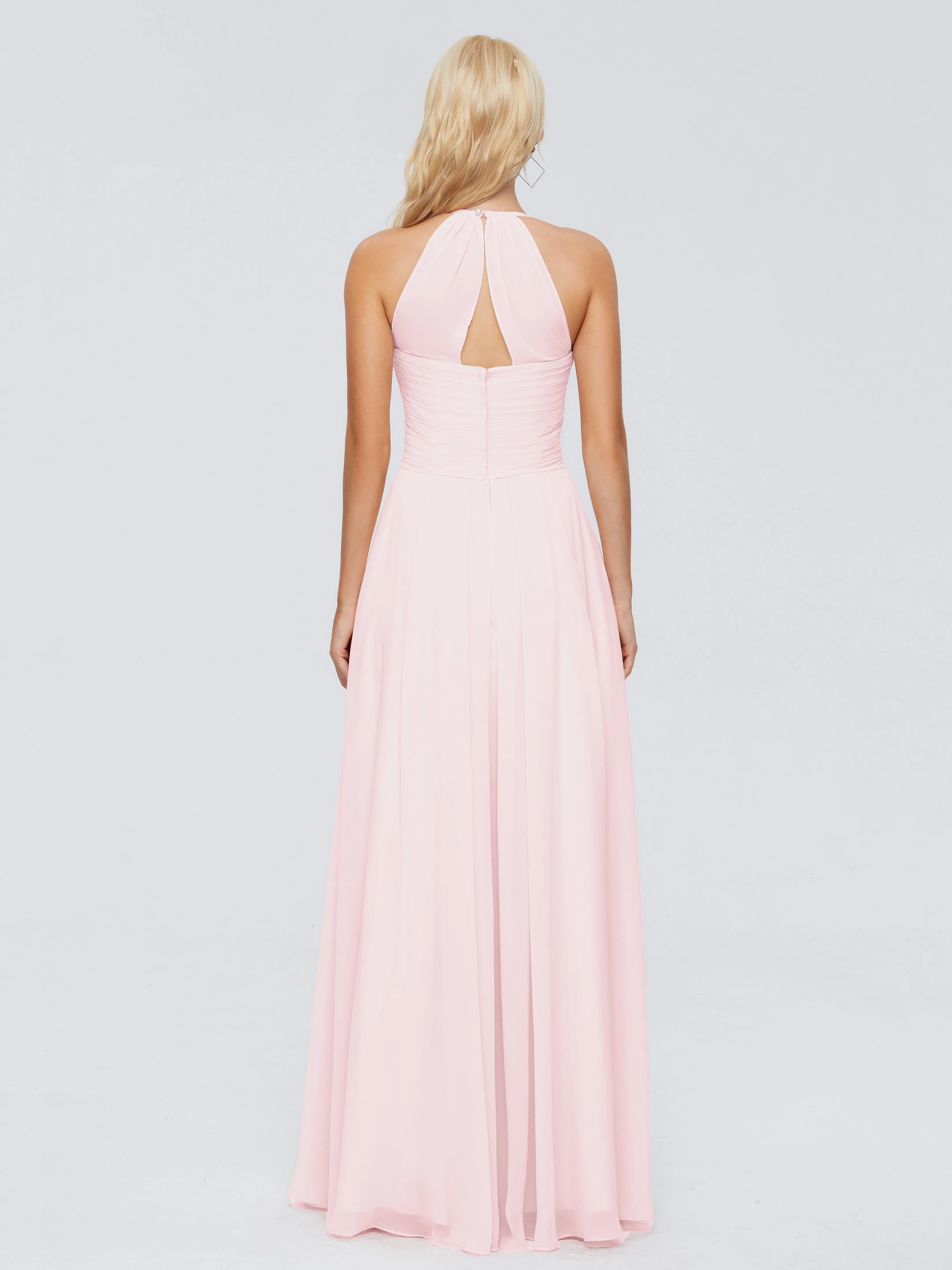 Finley Charming Halter Ruched Chiffon Bridesmaid Dresses